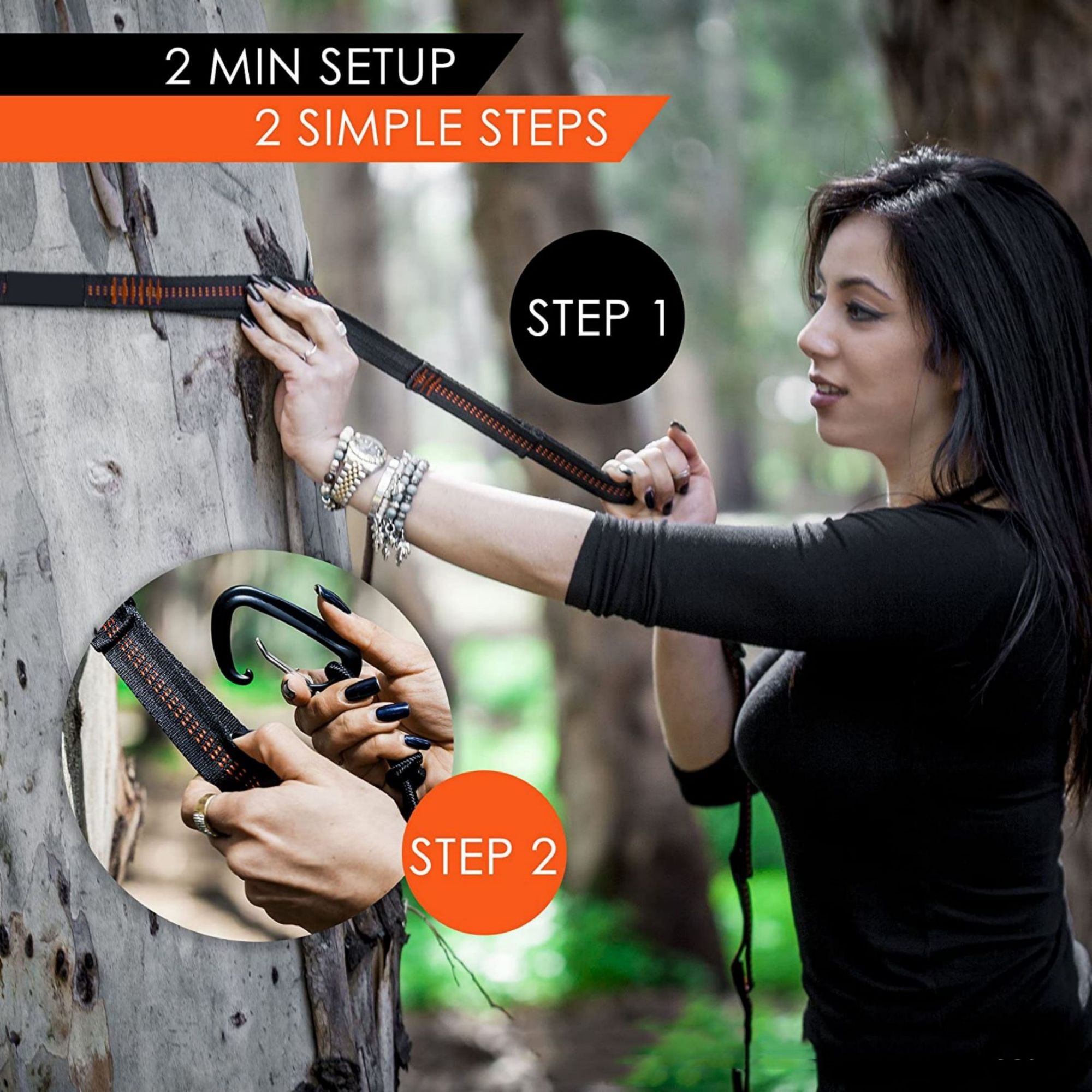 Lightweight Portable Hammocks With 2 Tree Straps 3