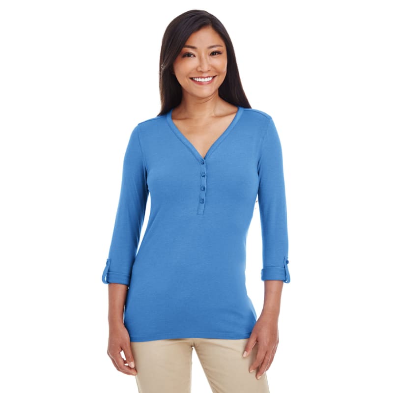 Devon & Jones Ladies' Perfect Fit™ Y-Placket Convertible Sleeve Knit Top 7