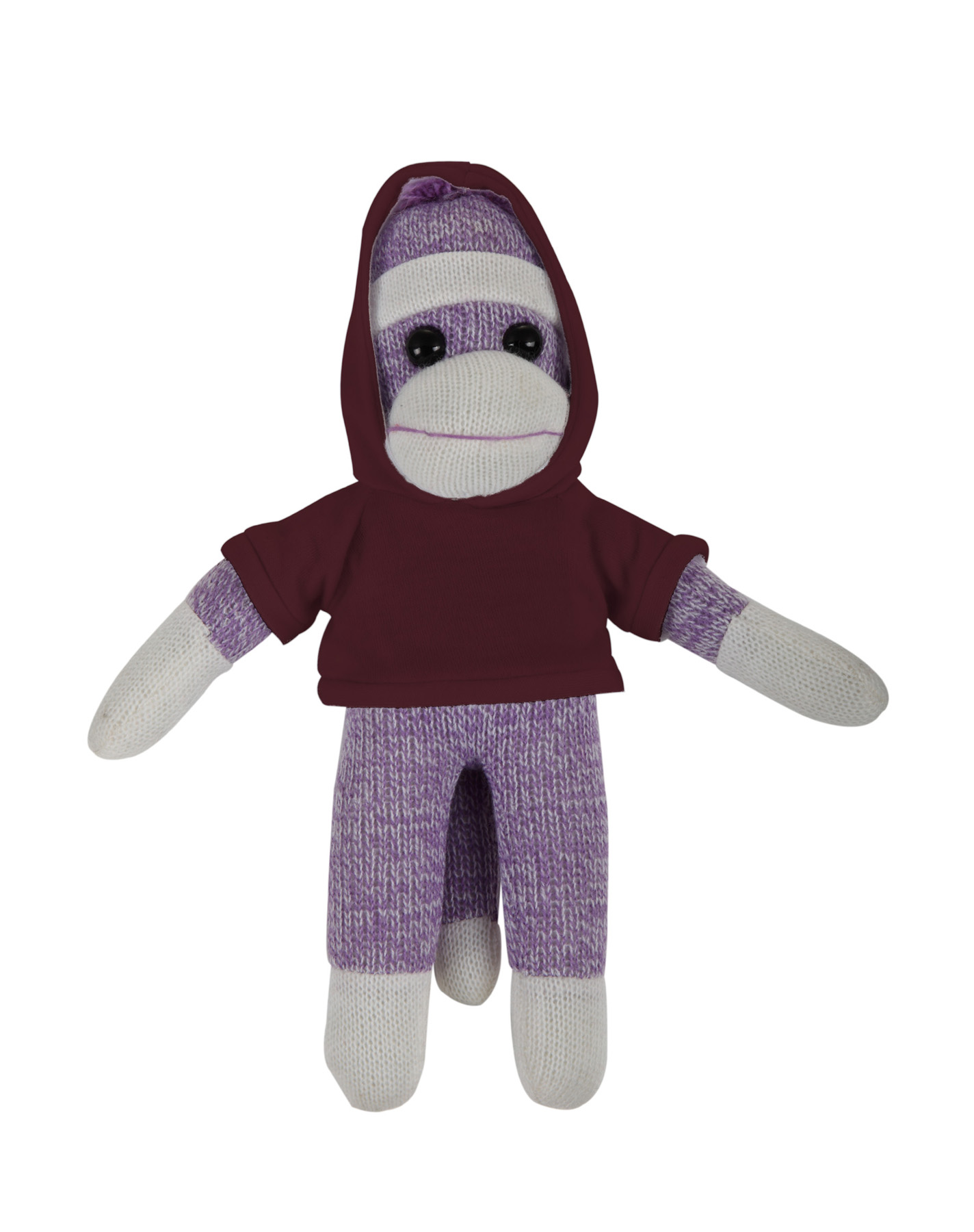 soft plush Purple Sock Monkey with hoodie 9