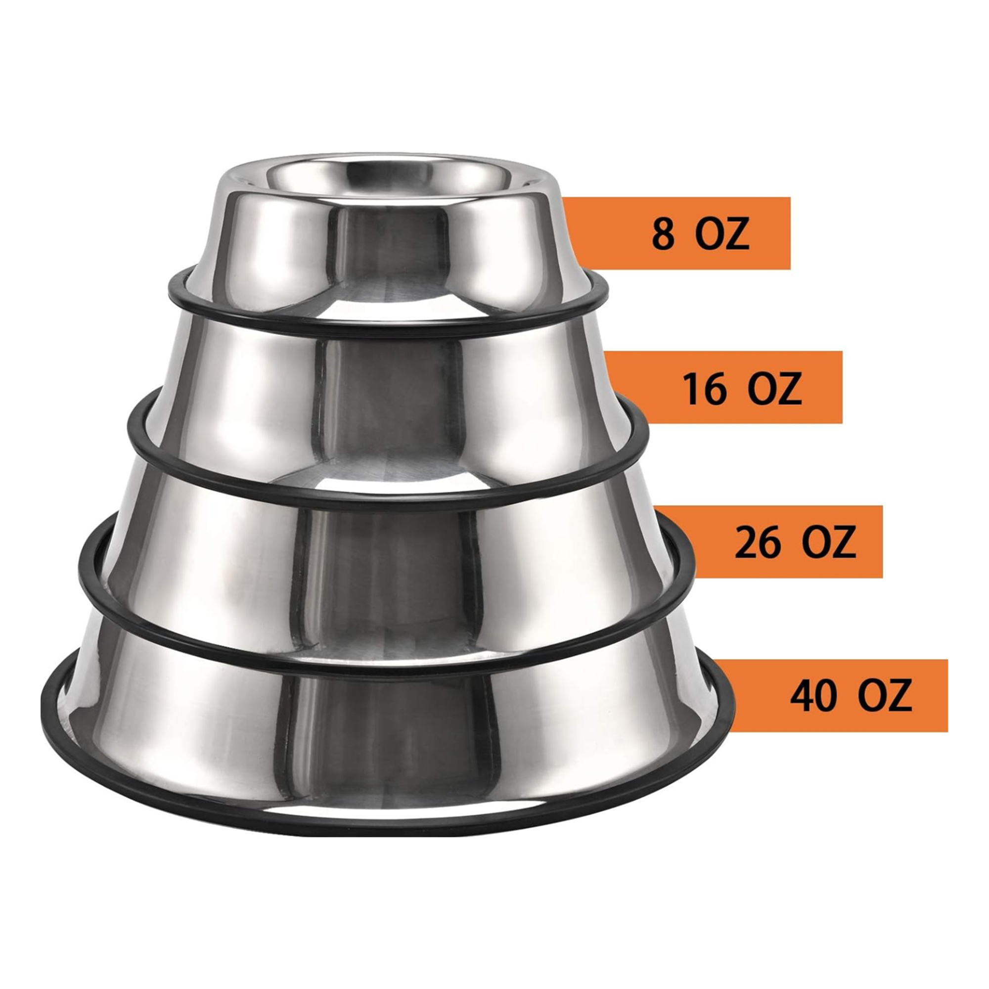 Stainless Steel Dog Bowl With Anti-Skid Rubber Base 2