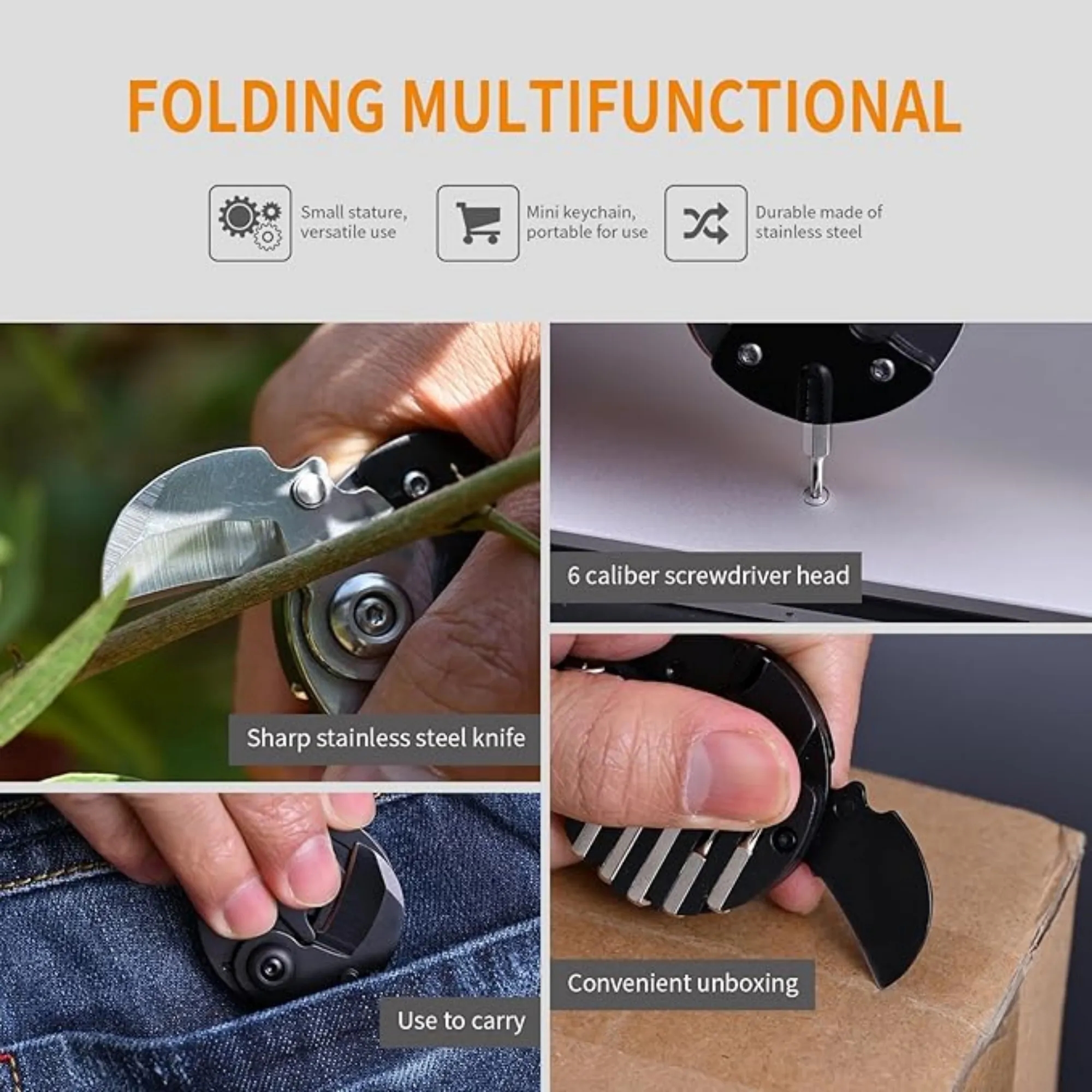 MOQ Folding Keychain Pocket Knife with Screwdriver Set 2