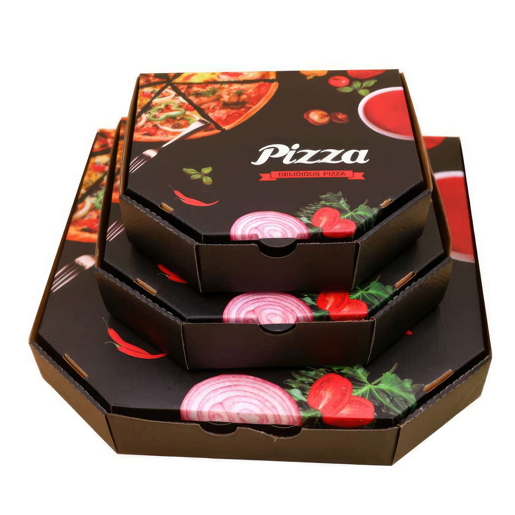 Custom Black Hexagon Pizza Box 3