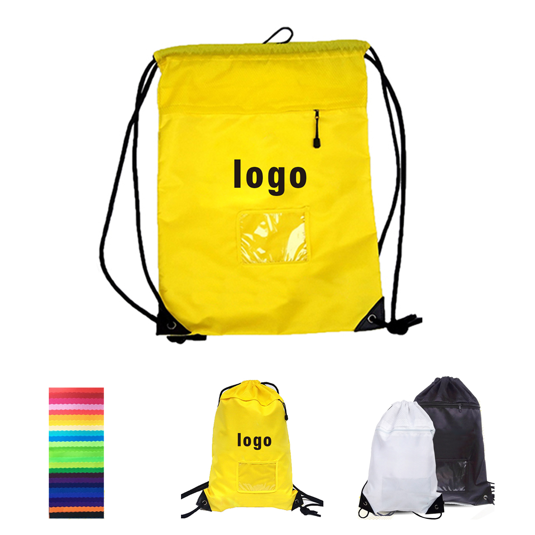 420D Drawstring Sport Backpack with Front Bags 2