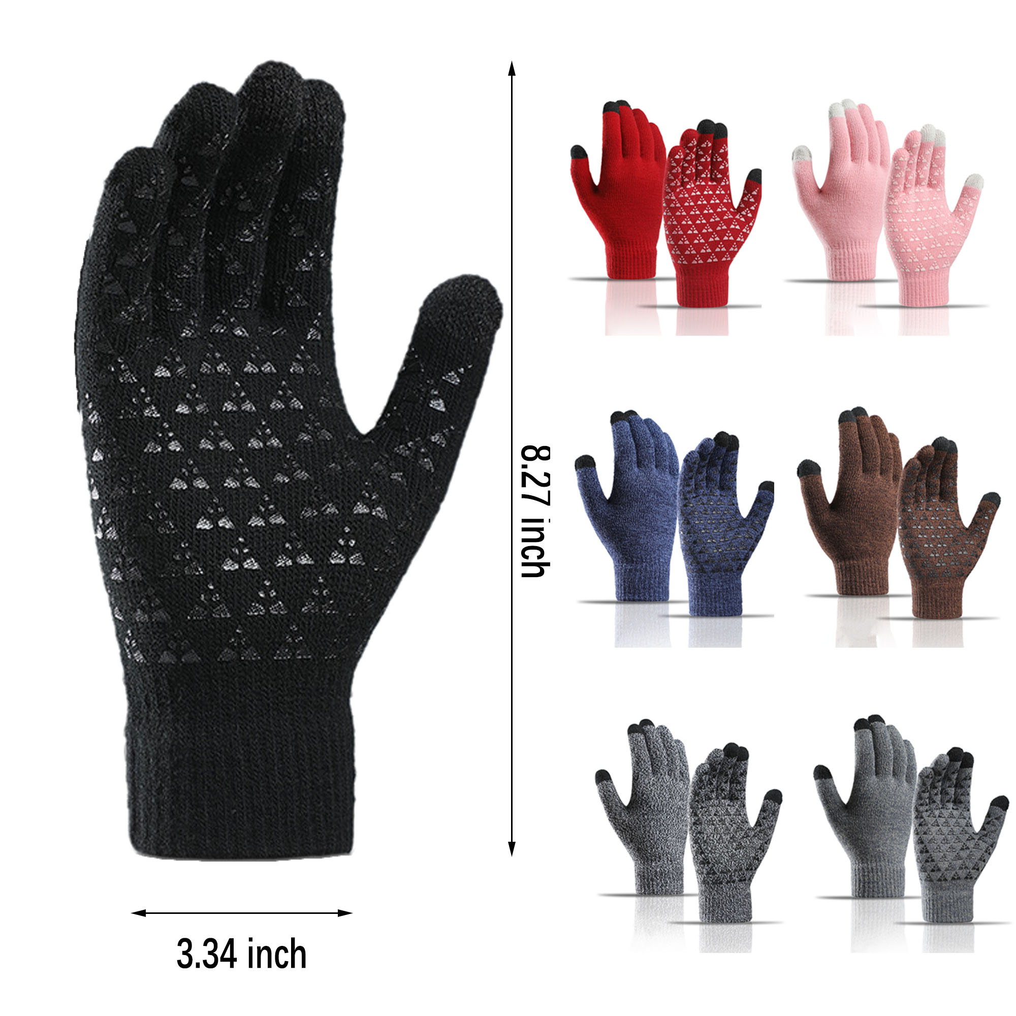 MOQ10 Warm non-slip Touch Screen Knitted Gloves 4