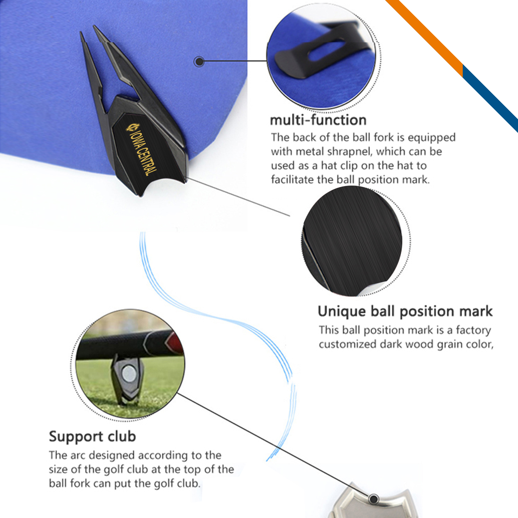 Tecco 6in1 Ball Marker Golf Divot Tool 3