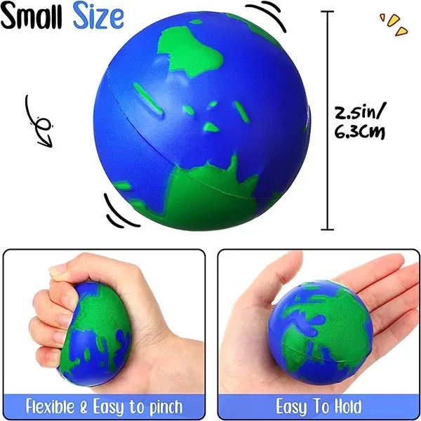 Bouncy Foam World Stress Ball Earth Globe Squeeze Toys 4