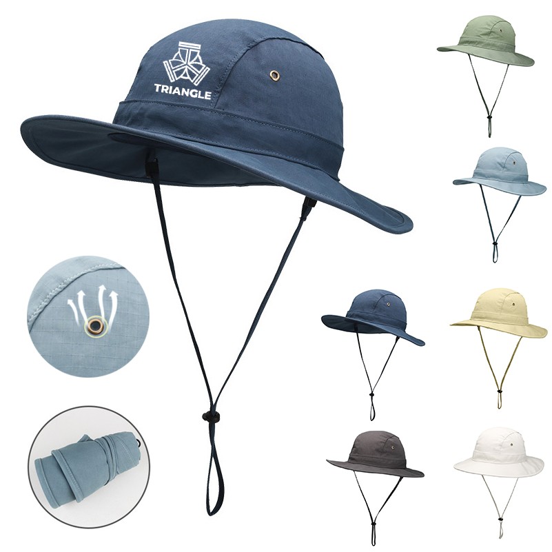 Wide Brim Sun Protection Bucket Hat with Adjustable Chin Strap 2