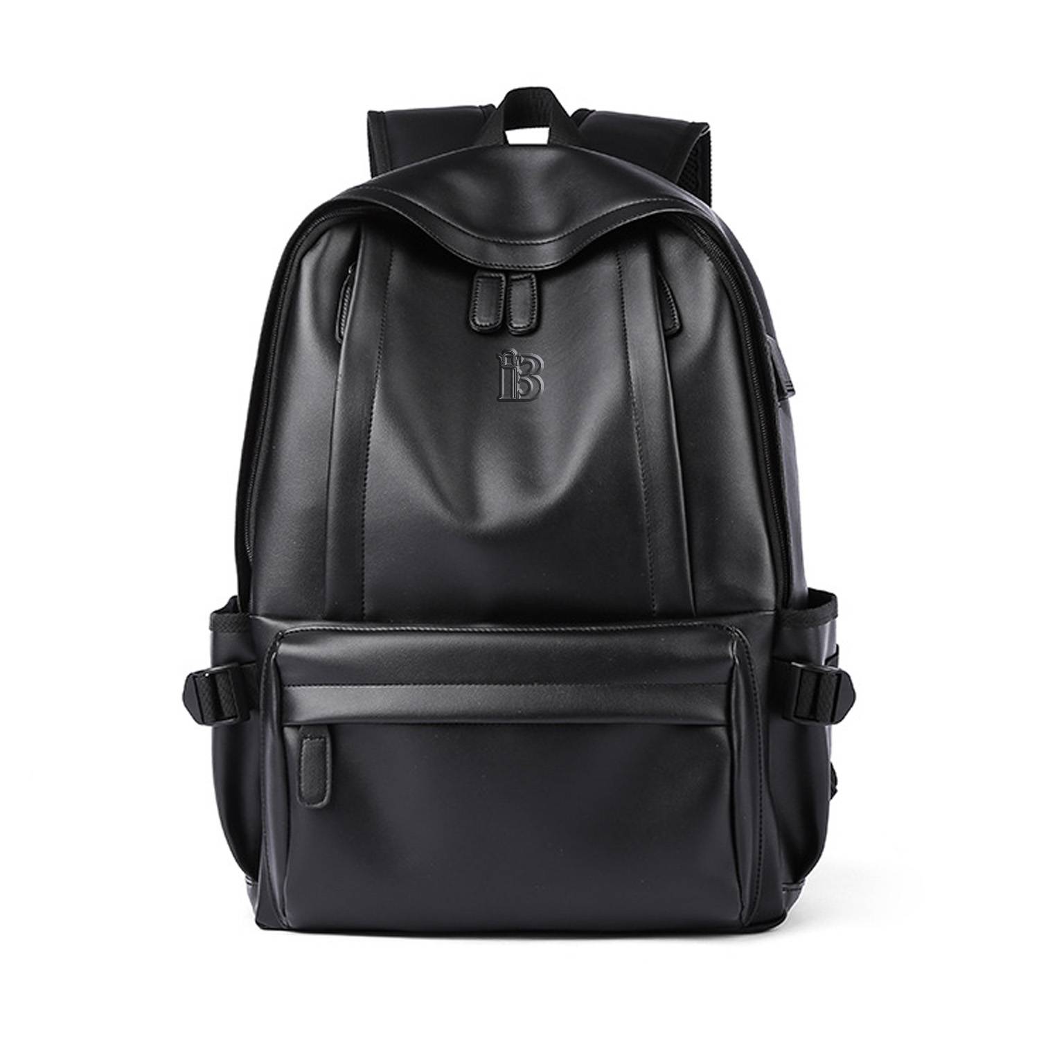Cowhide Leather Black Business Computer Backpack 7