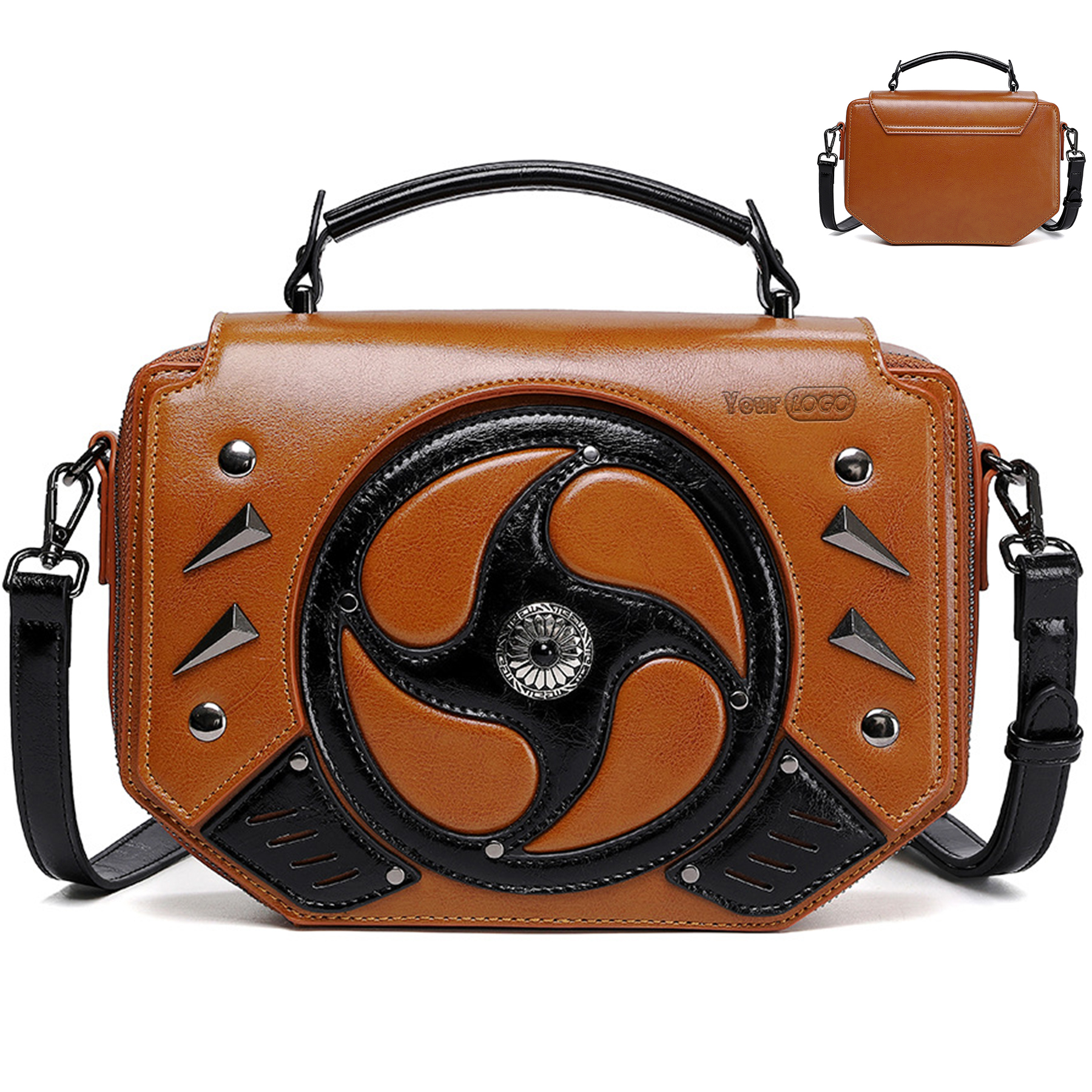 PU Punk contrast women's one-shoulder cross-body bag 3