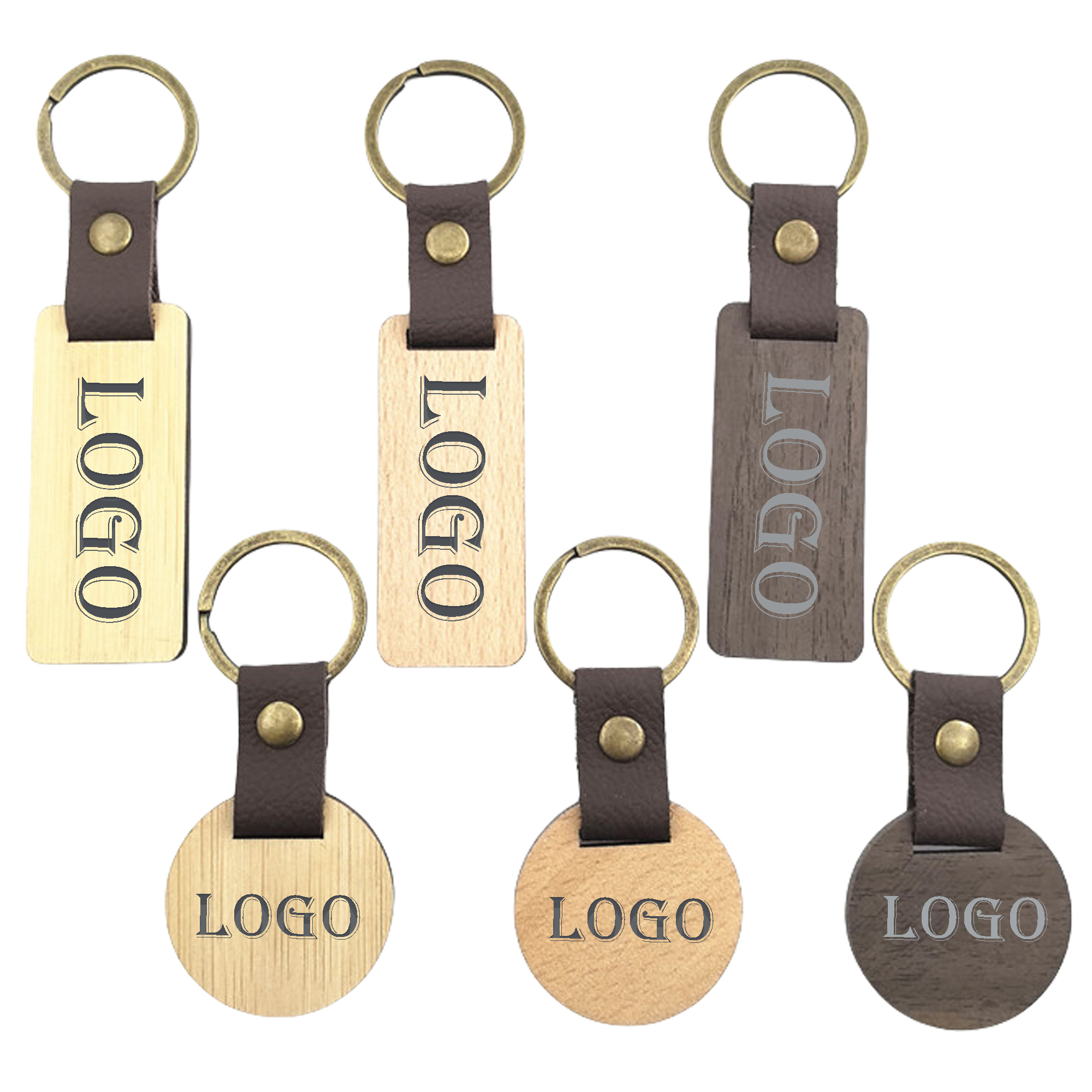 Round Rectangle Wood Keychain 2