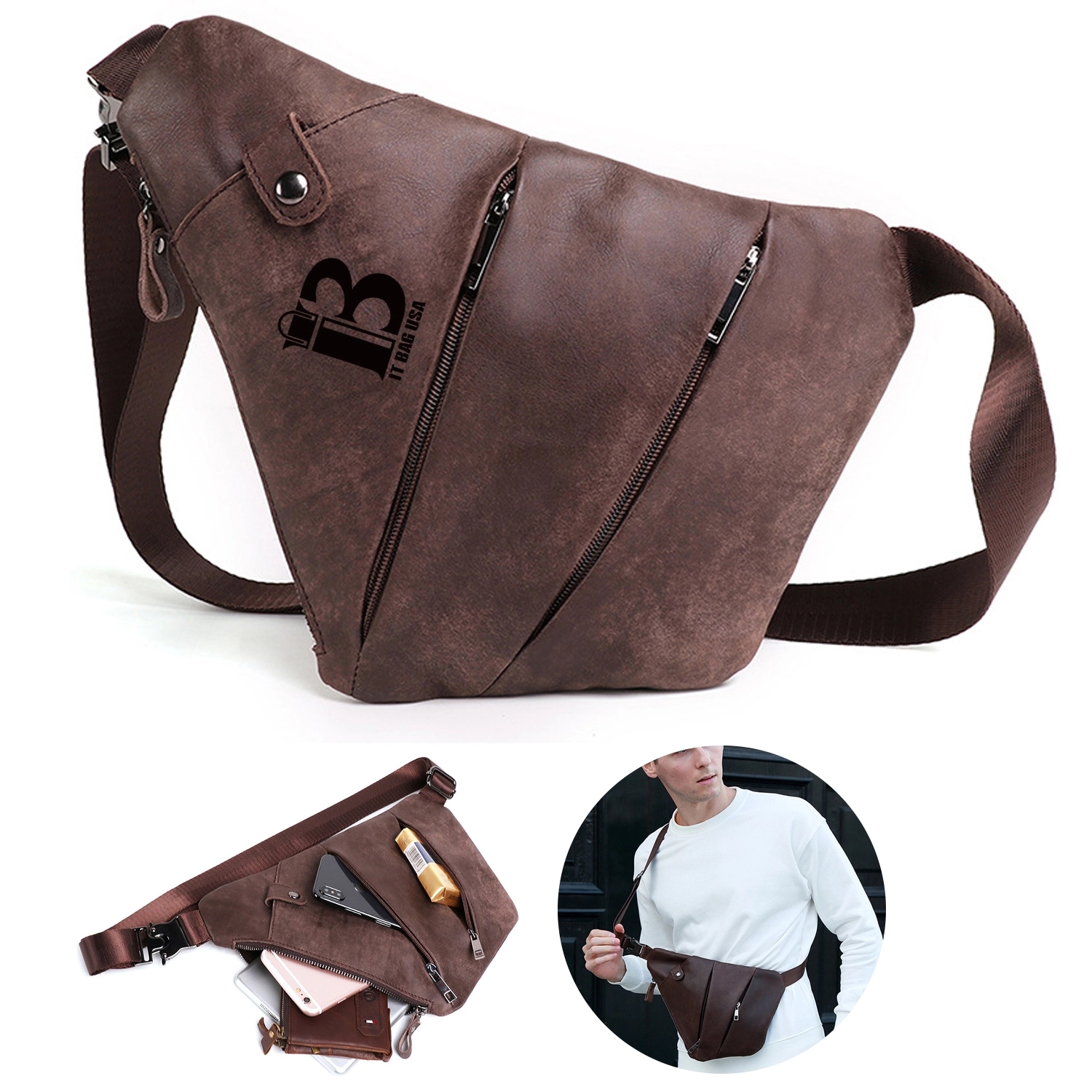 Genuine Leather Shoulder Backpack 1