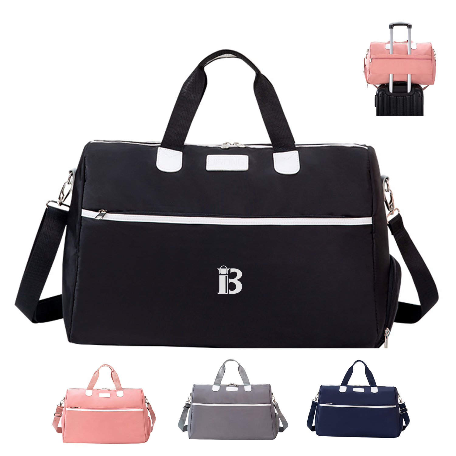 Large Capacity Nylon Duffel Bag w/ Shoe Compartment 2