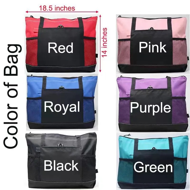 Oxford Tote Bag With Two Mesh Pockets, custom tote bag with logo imprint 4