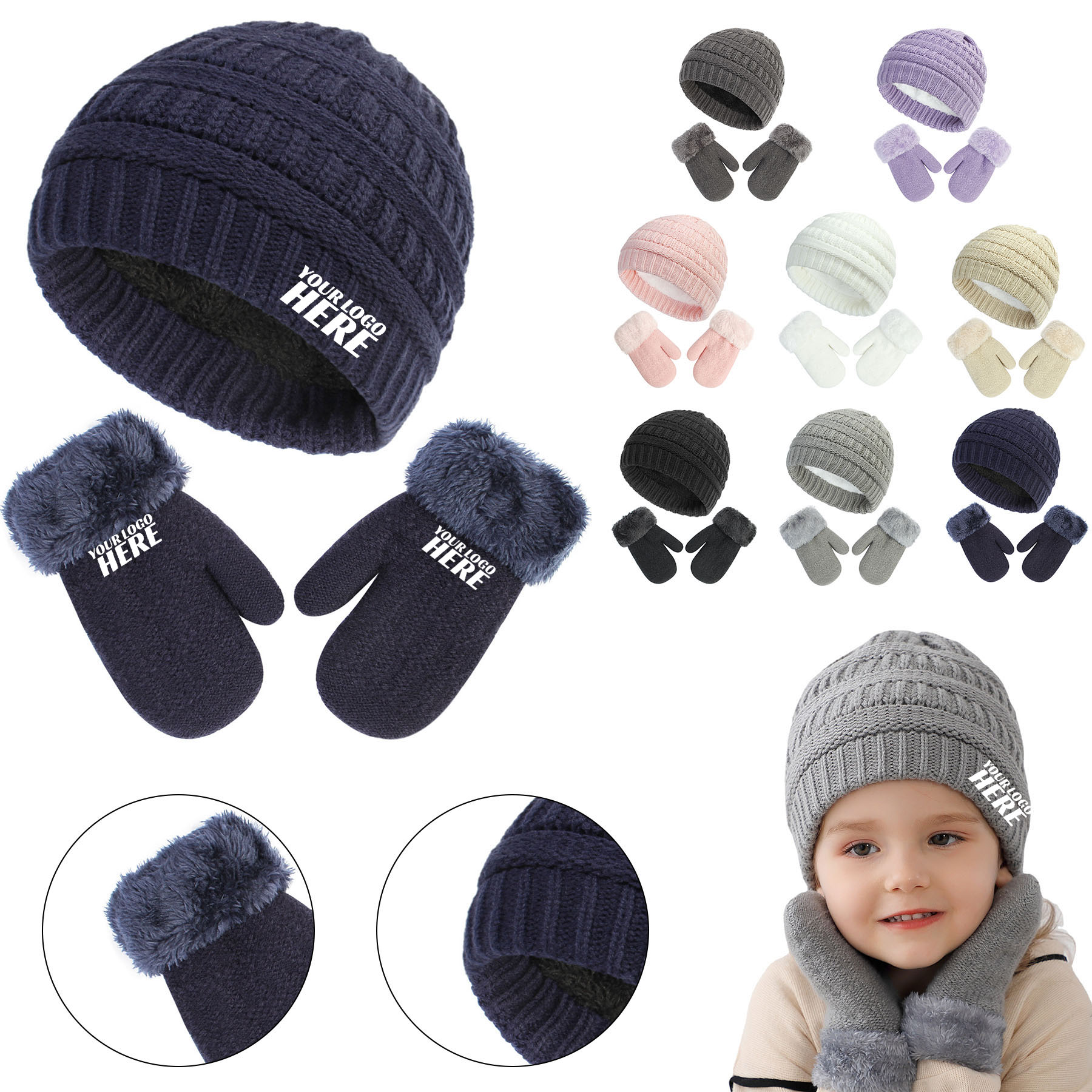 Baby Winter Breathable Hat Gloves Set 2