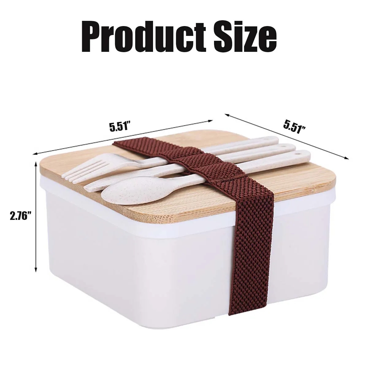 Bamboo Suqare Rectangle Bento Box Lunch Set with Utensils 3