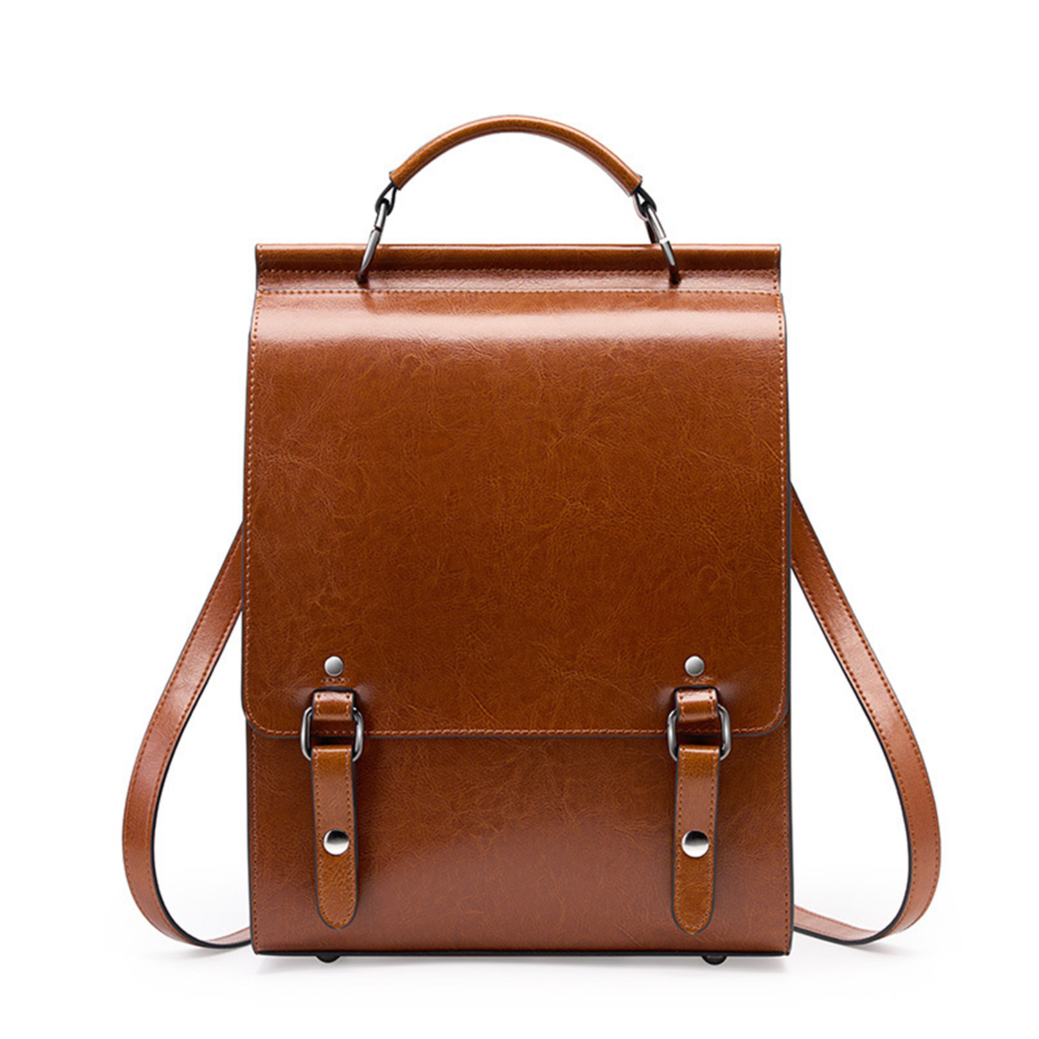 Genuine Leather Ladies Vintage Large Black College Backpacks 5