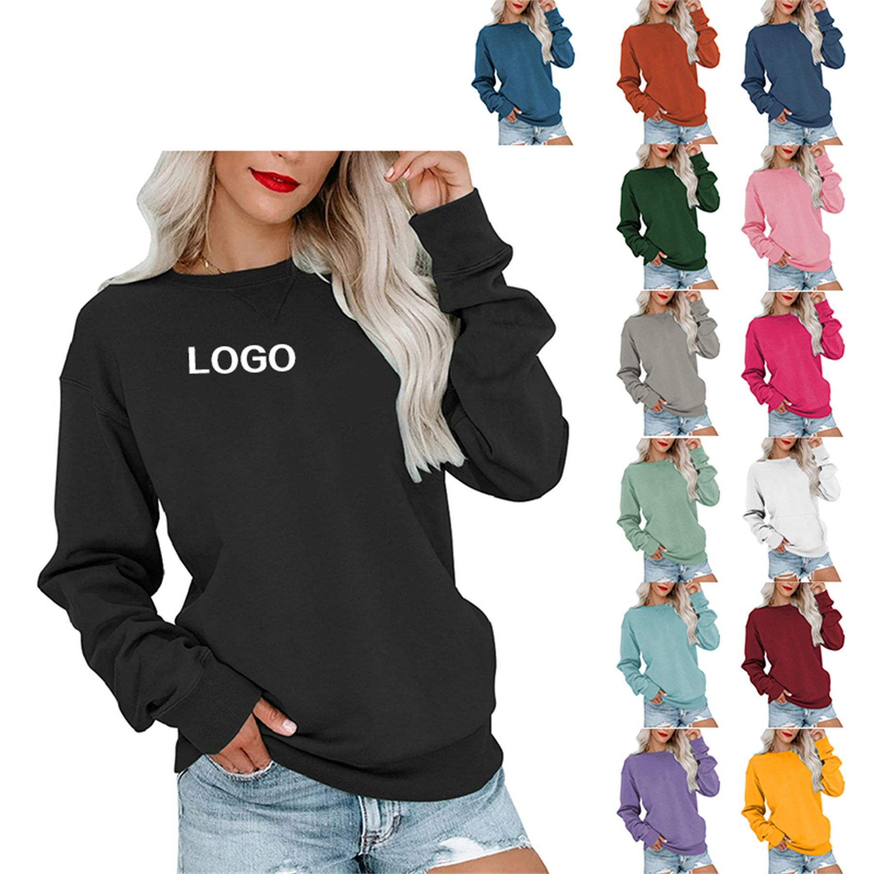 Casual Long SleeveSweatshirt for Women, custom hoodie or sweatshirt with logo imprint 6