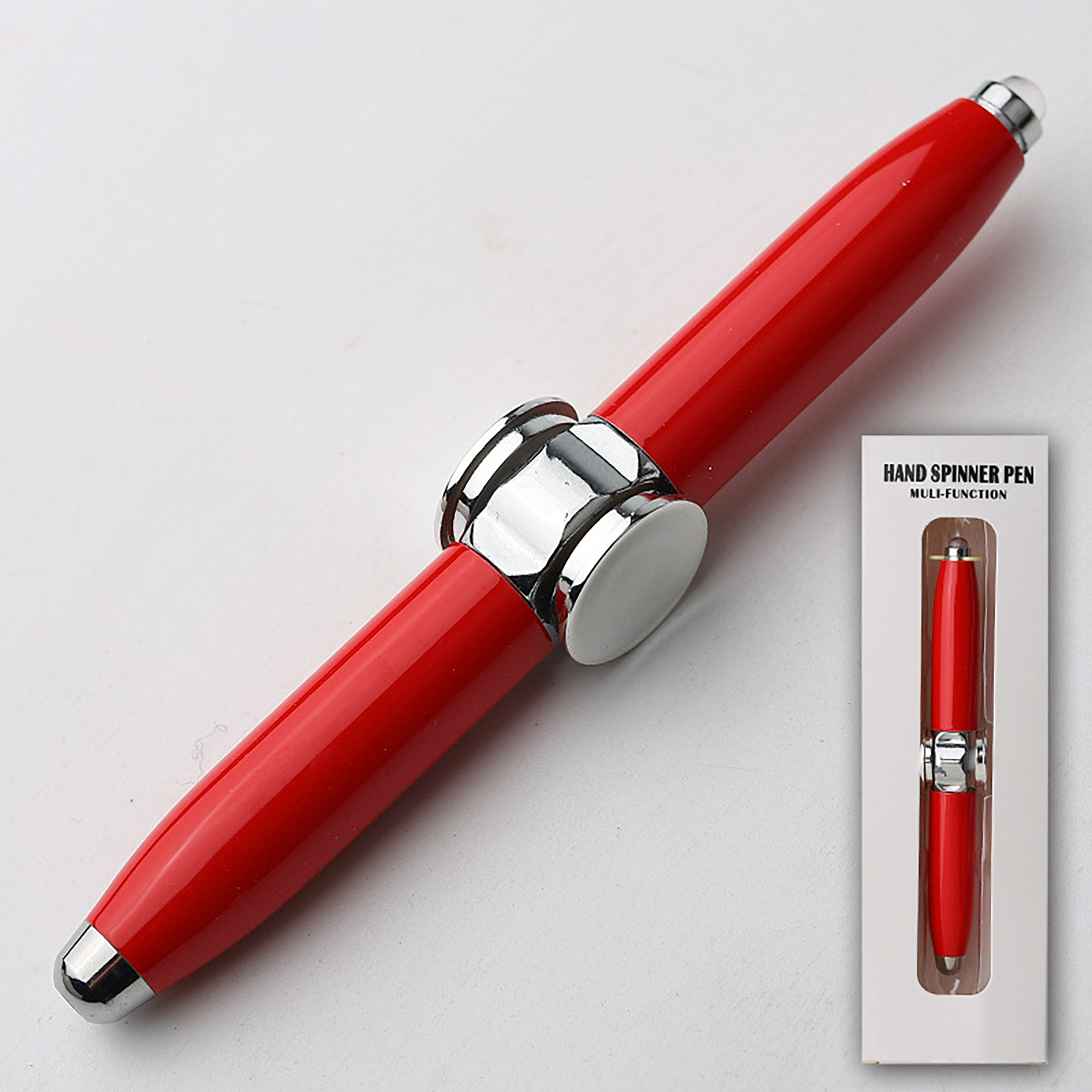 Anti-Anxiety LED Fidget Spinner Finger Gyro Rotating Metal Ballpoint Pen 4