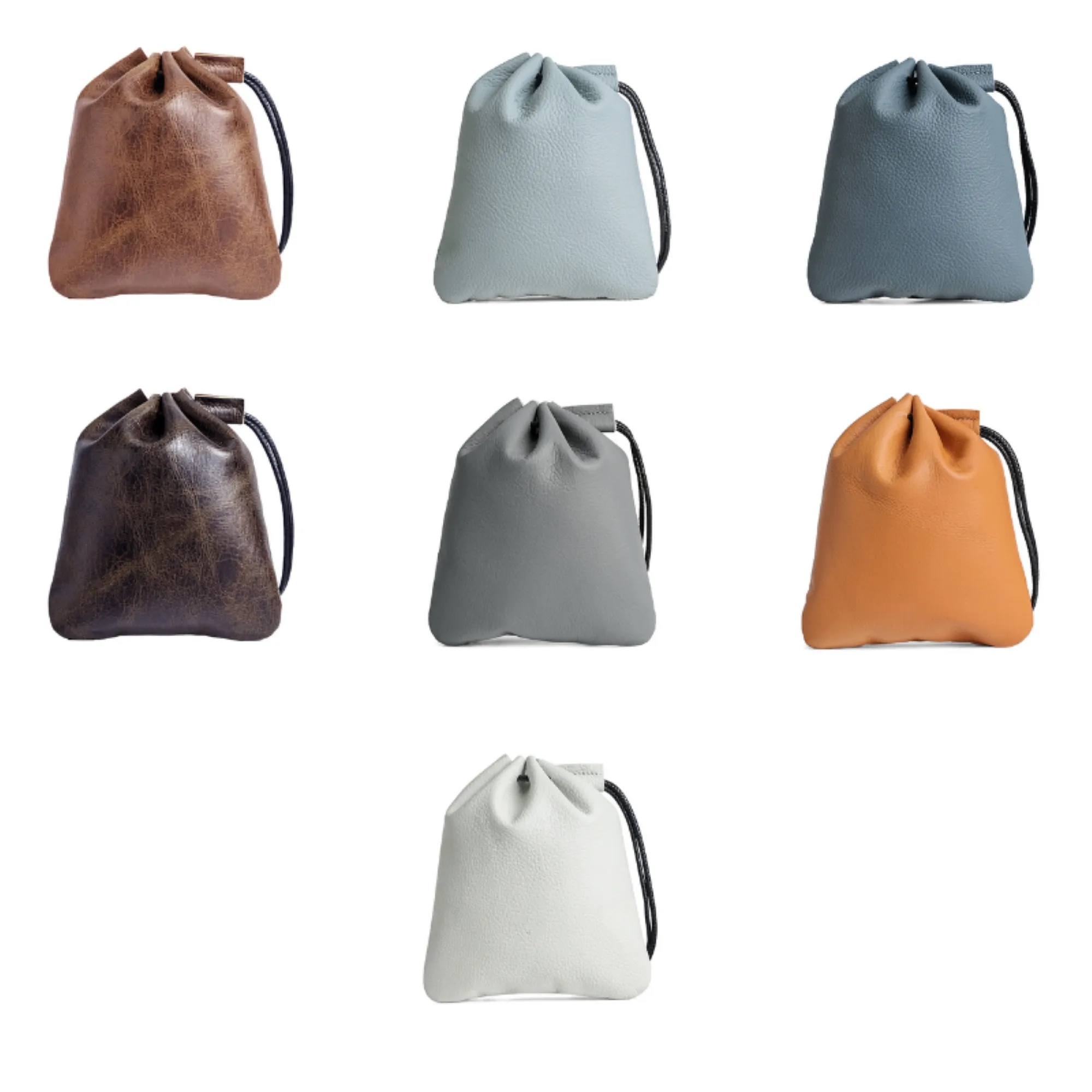 True Leather Drawstring Closure Portable Coin 2