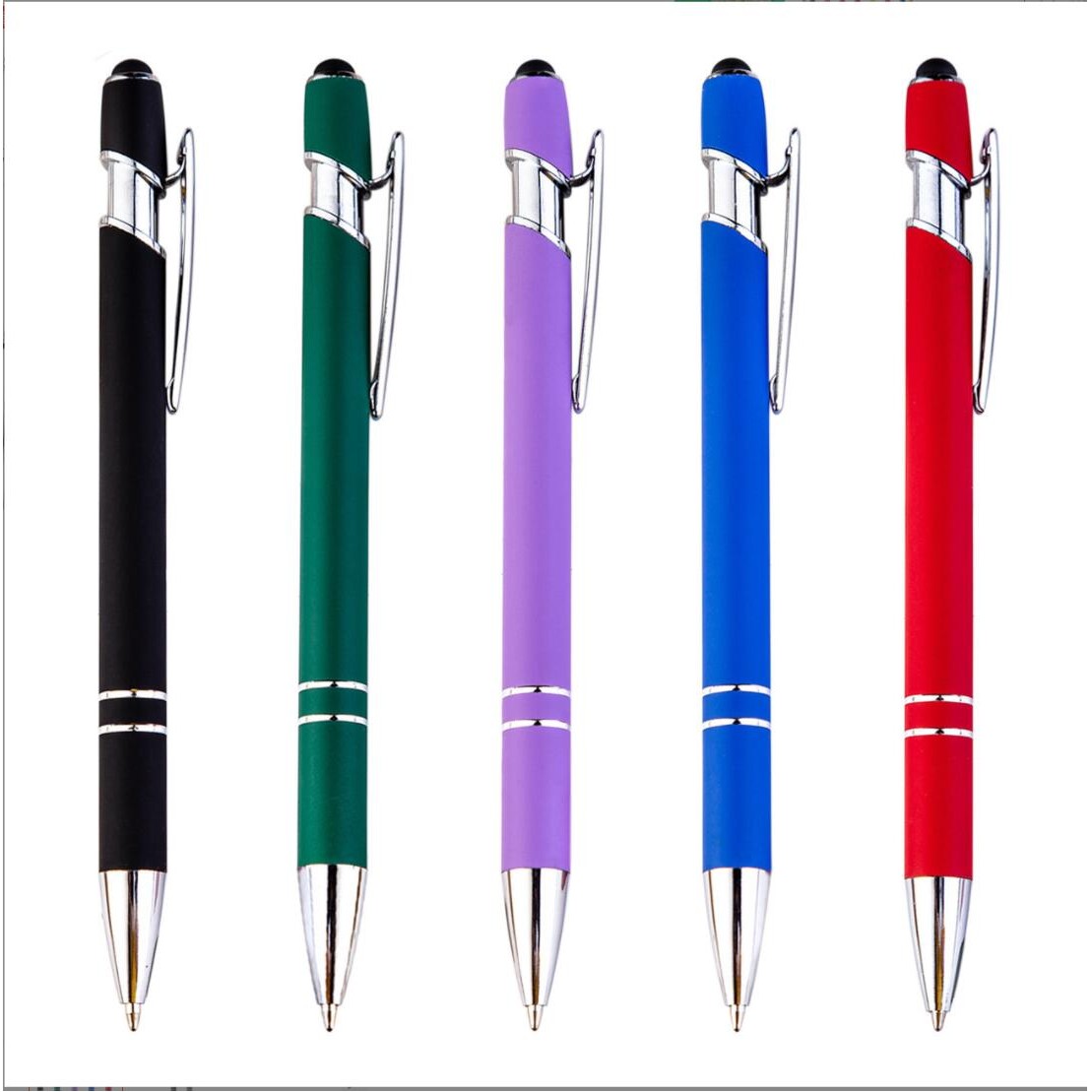 Rubberized Soft Touch Ballpoint Pen with Stylus Tip 1