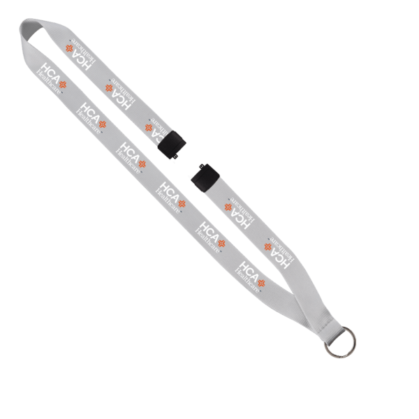 3/4" Polyester Lanyard with Sewn Silver Metal Split-Ring 176