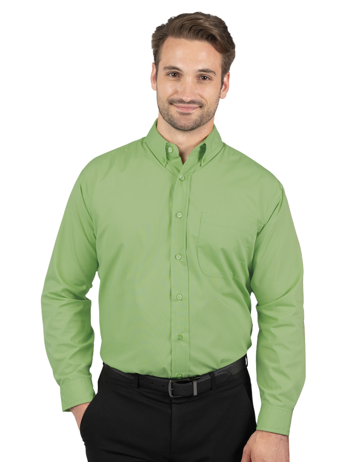 Blue Generation - Men's 1-Pocket Matching Buttons Poplin Shirt 6