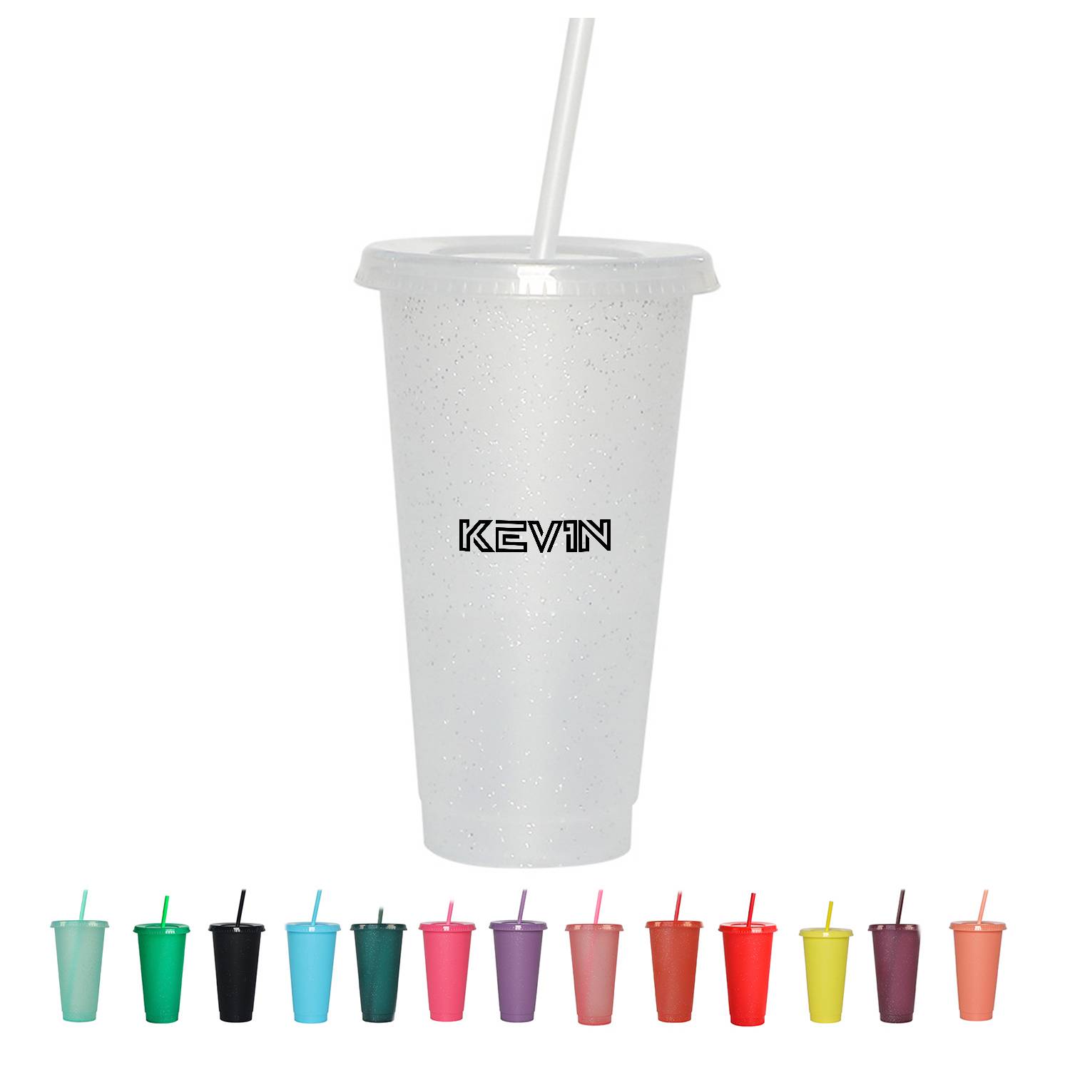 25 Oz Single-layer plastic water cup with shimmering glitter 1