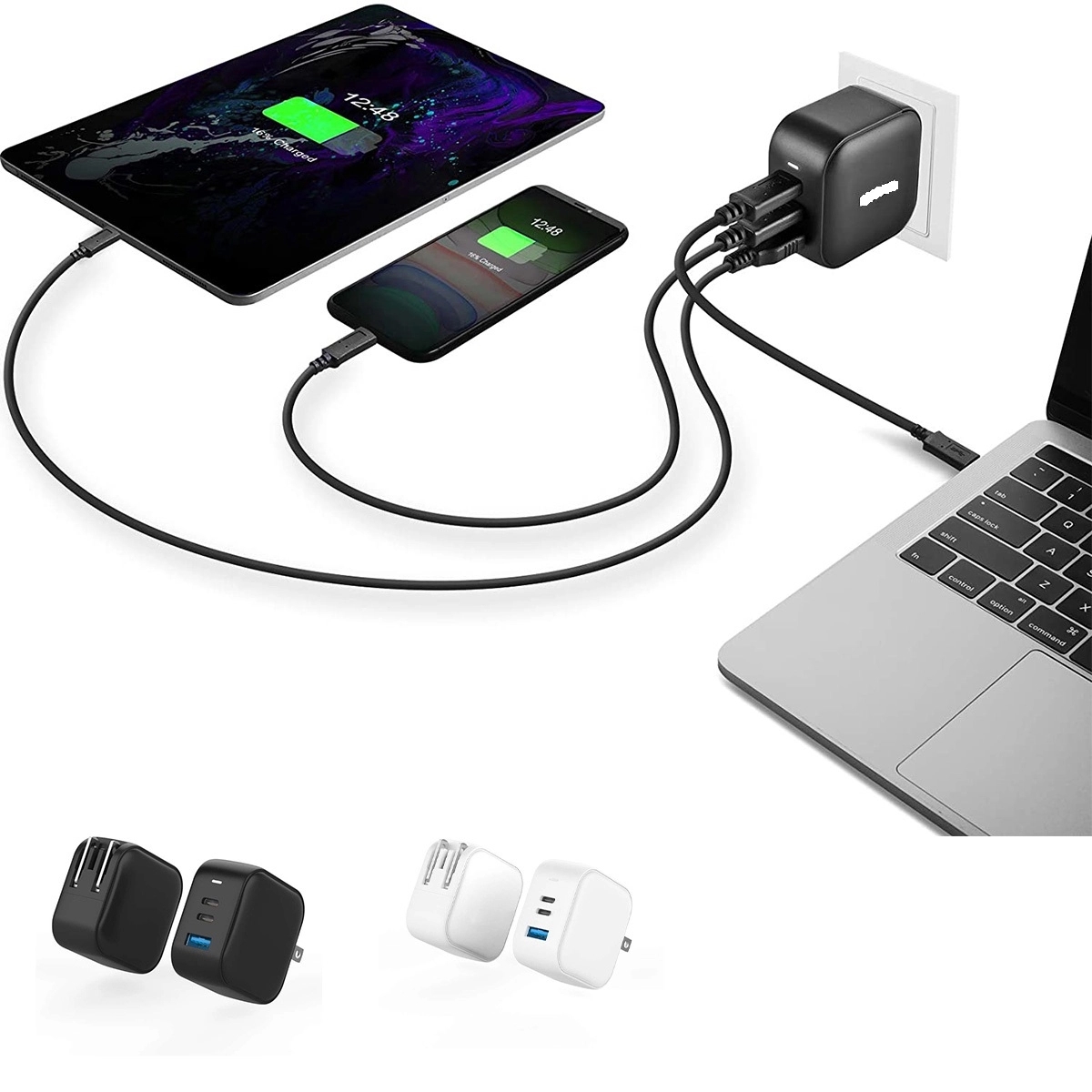 3-Port Wall Charger Usb-C Fast Charging Adapter 2