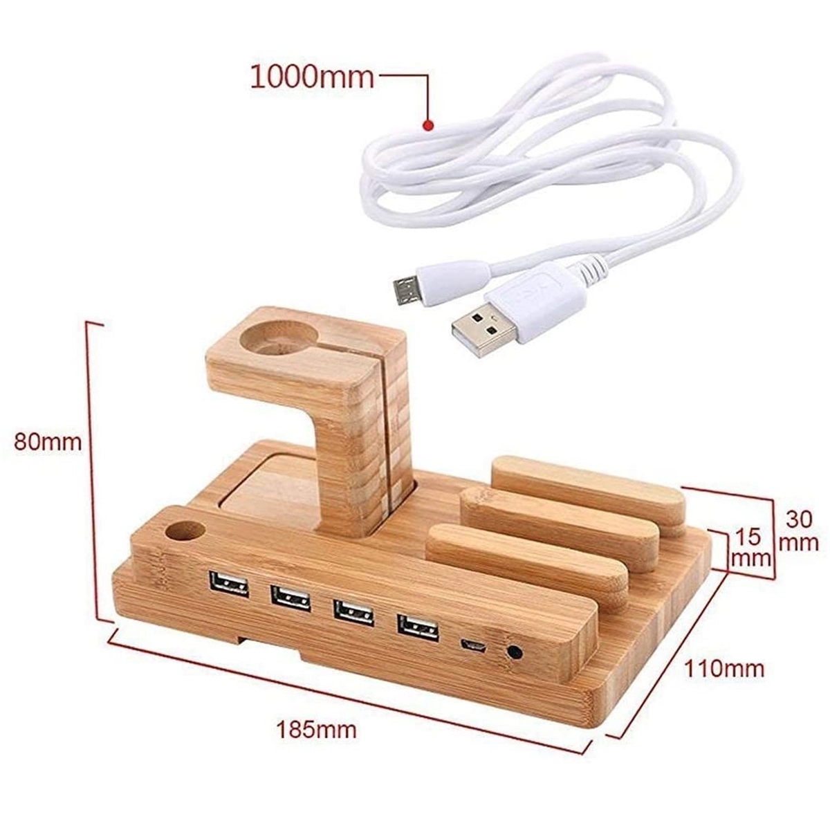 Wood Charging Station Dock for Multi Devices 3