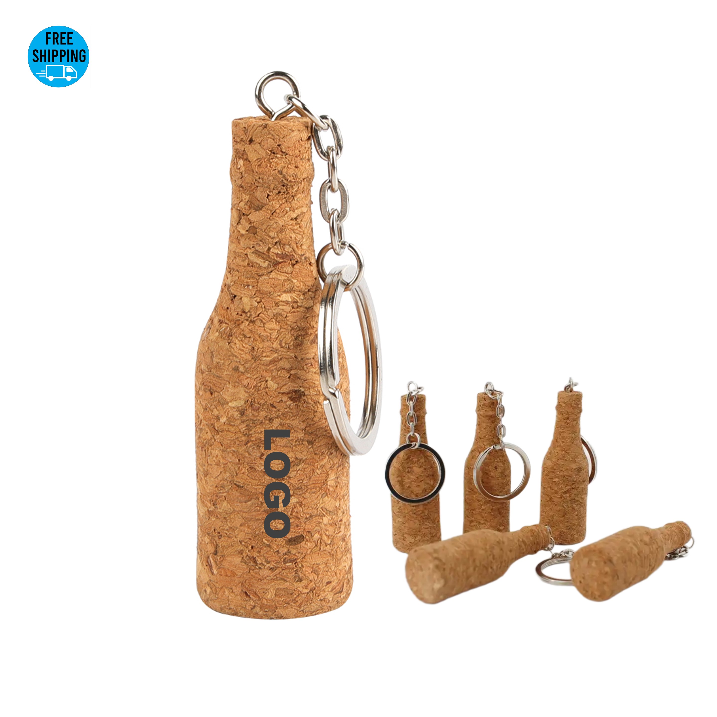 Wine Bottle Shaped Cork Keychain 3