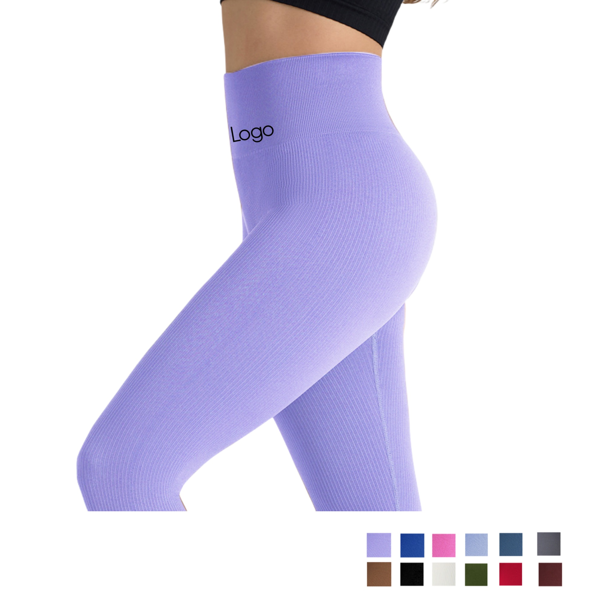 Nylon High-Waisted Yoga Pants With Tactile Ribbing 2