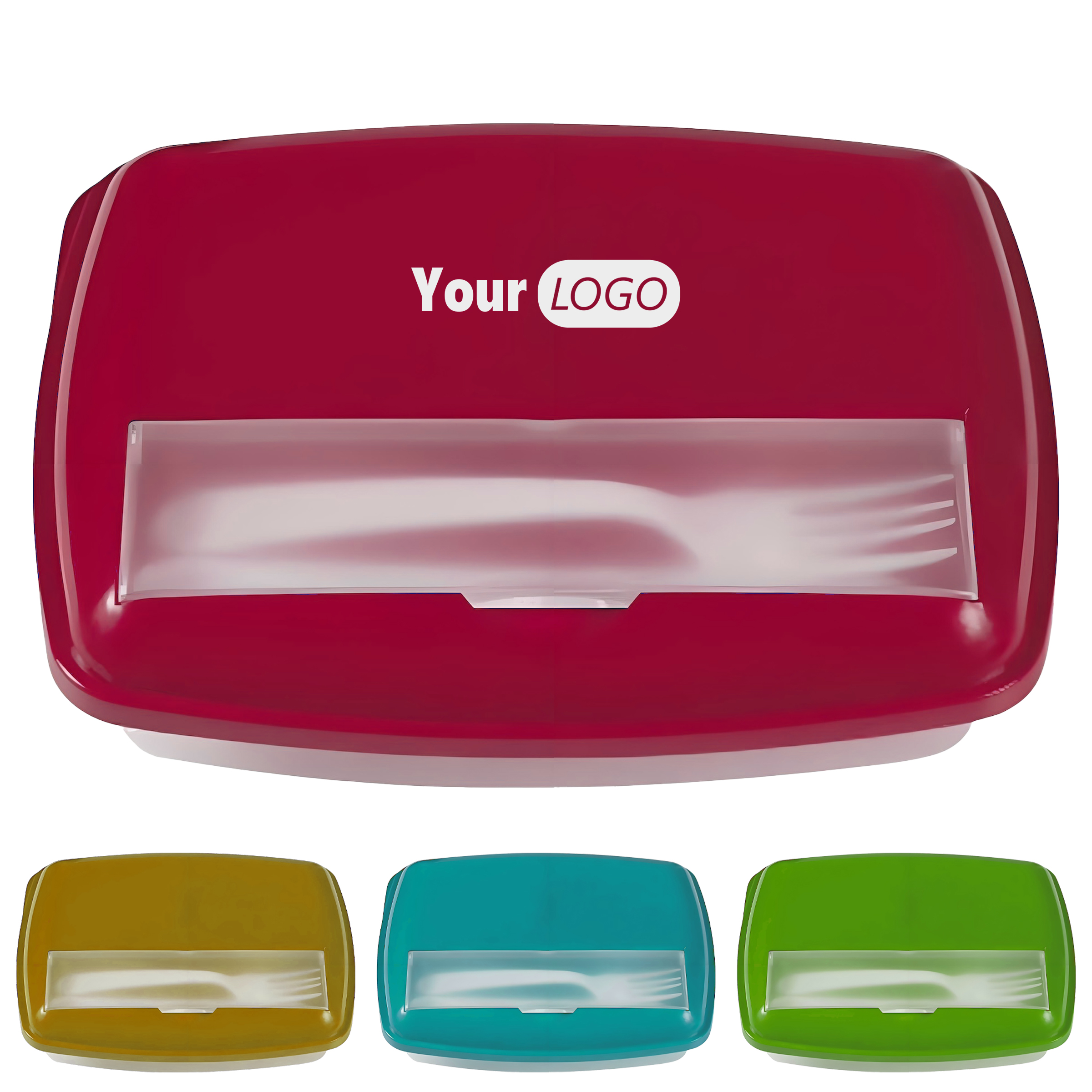 Plastic Compact Lunch Box With Utensil Storage 1