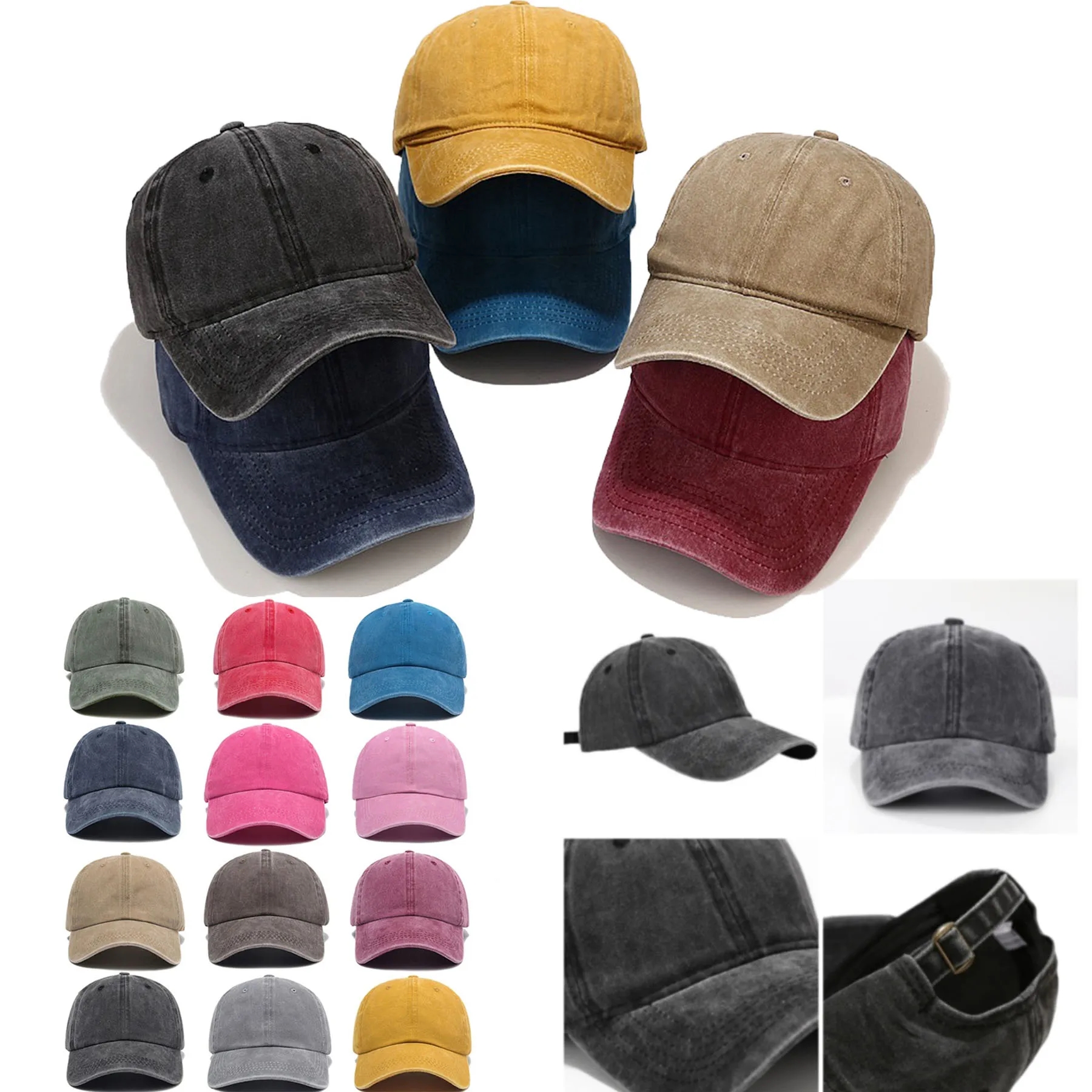 Vintage Washed Distressed Baseball Cap Style 18