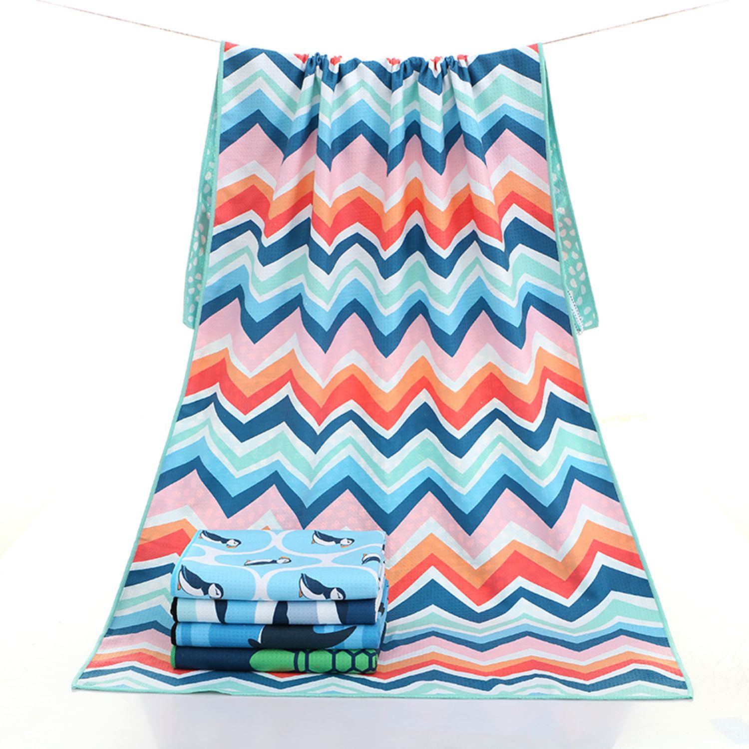 25"x 50" Sublimated Sand Proof Waffle Microfiber Beach Towel 4