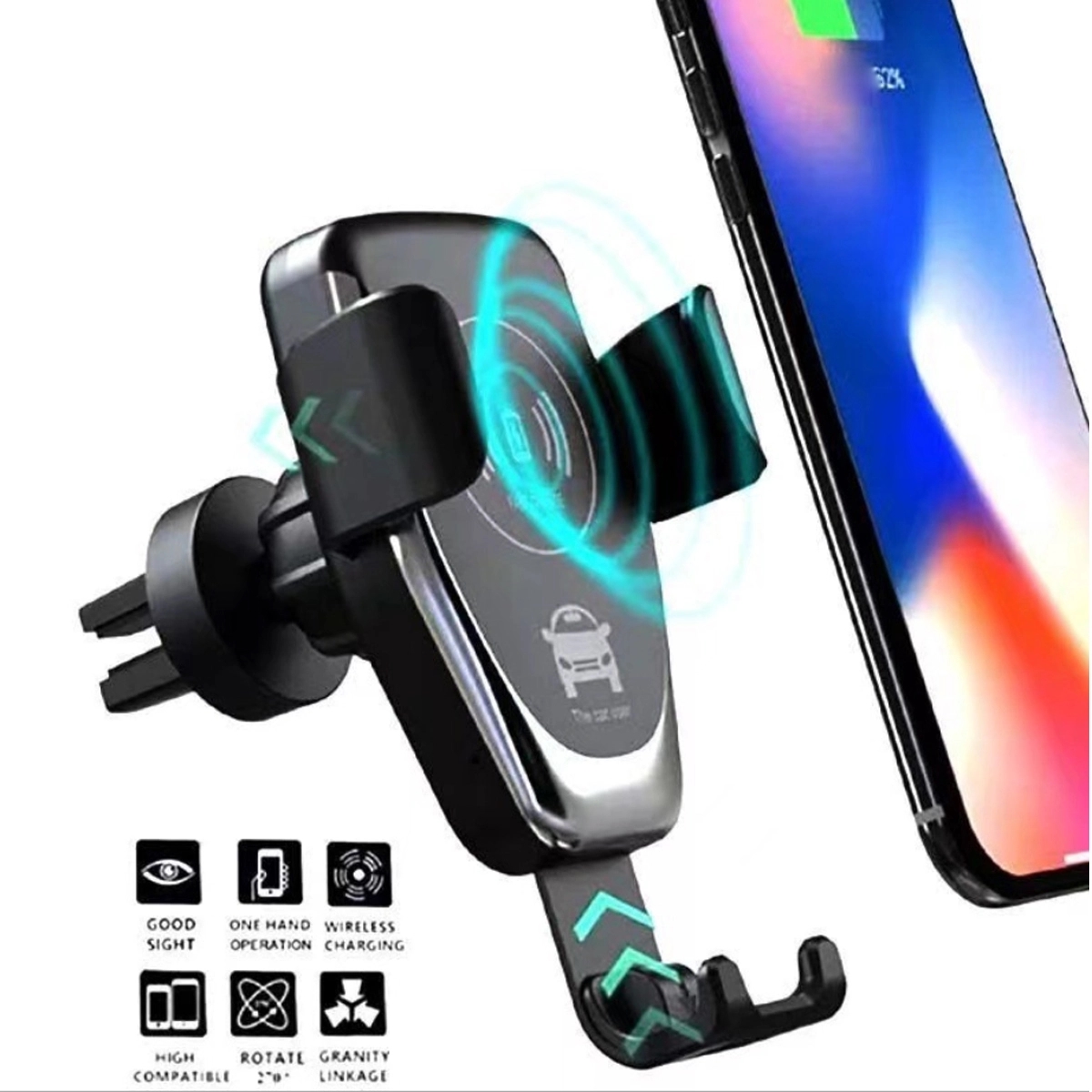 10W Qi Fast Charging Auto-Clamping Car Mount Phone Holder 1