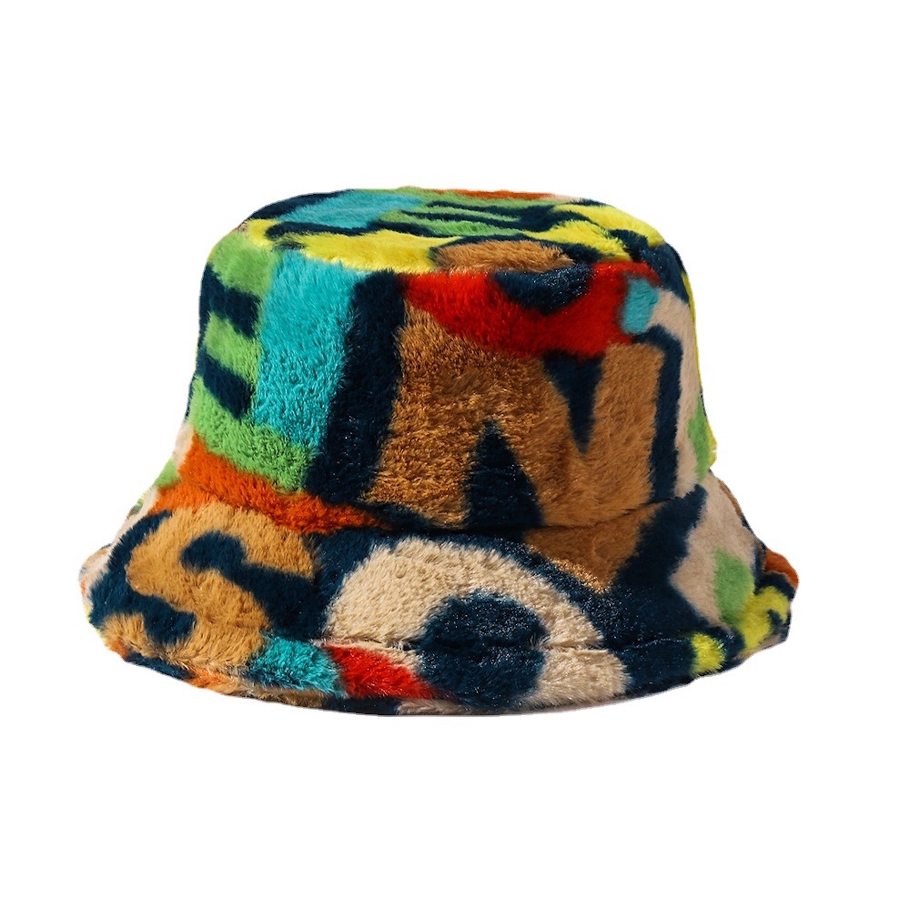 Color Block Fuzzy Bucket Hat 17