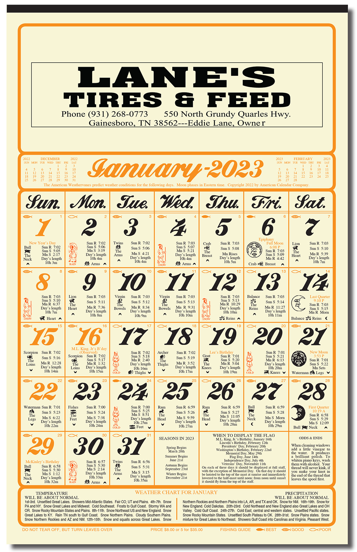 Almanac Calendar 11" x 17"