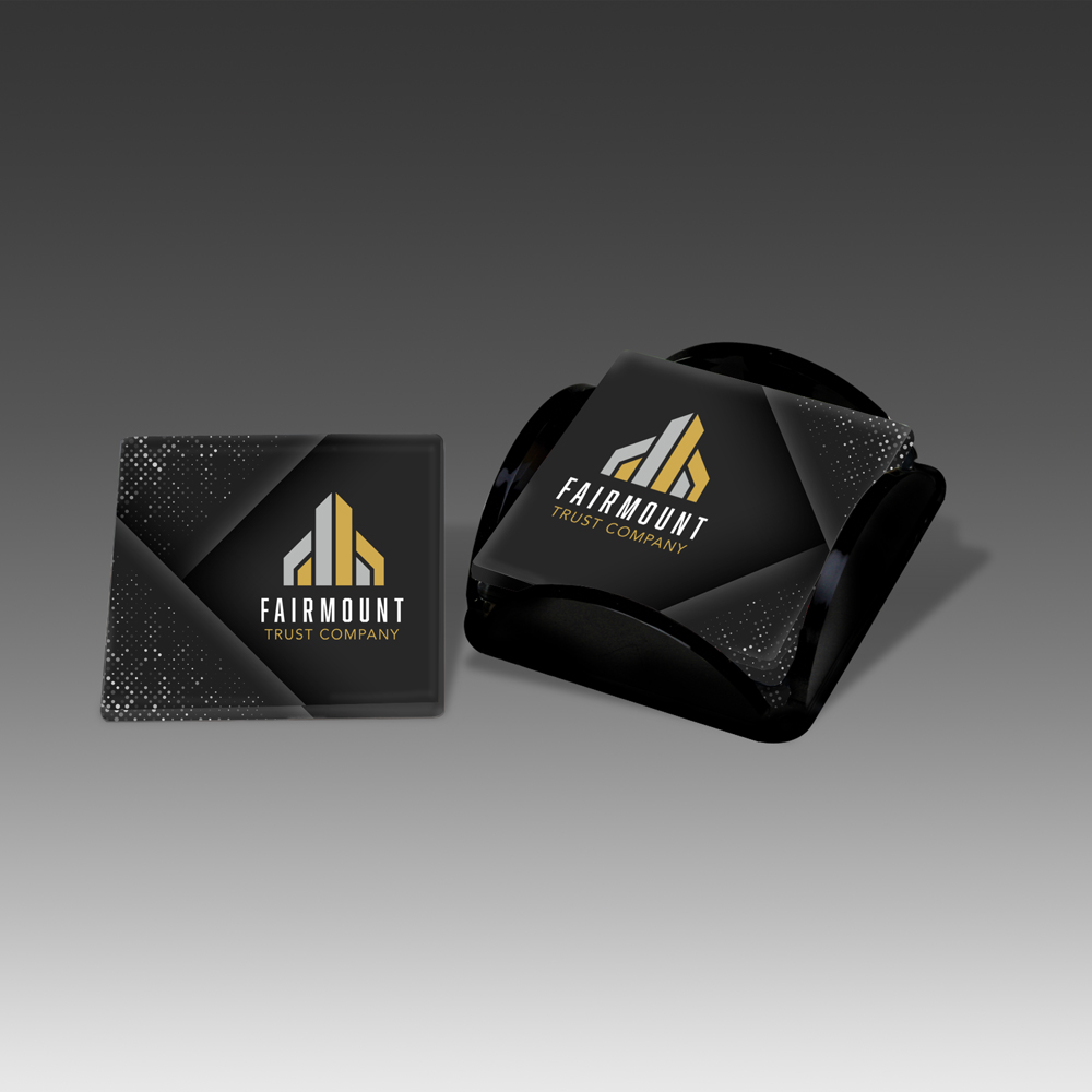 4 Square Coasters & Holder Set 2