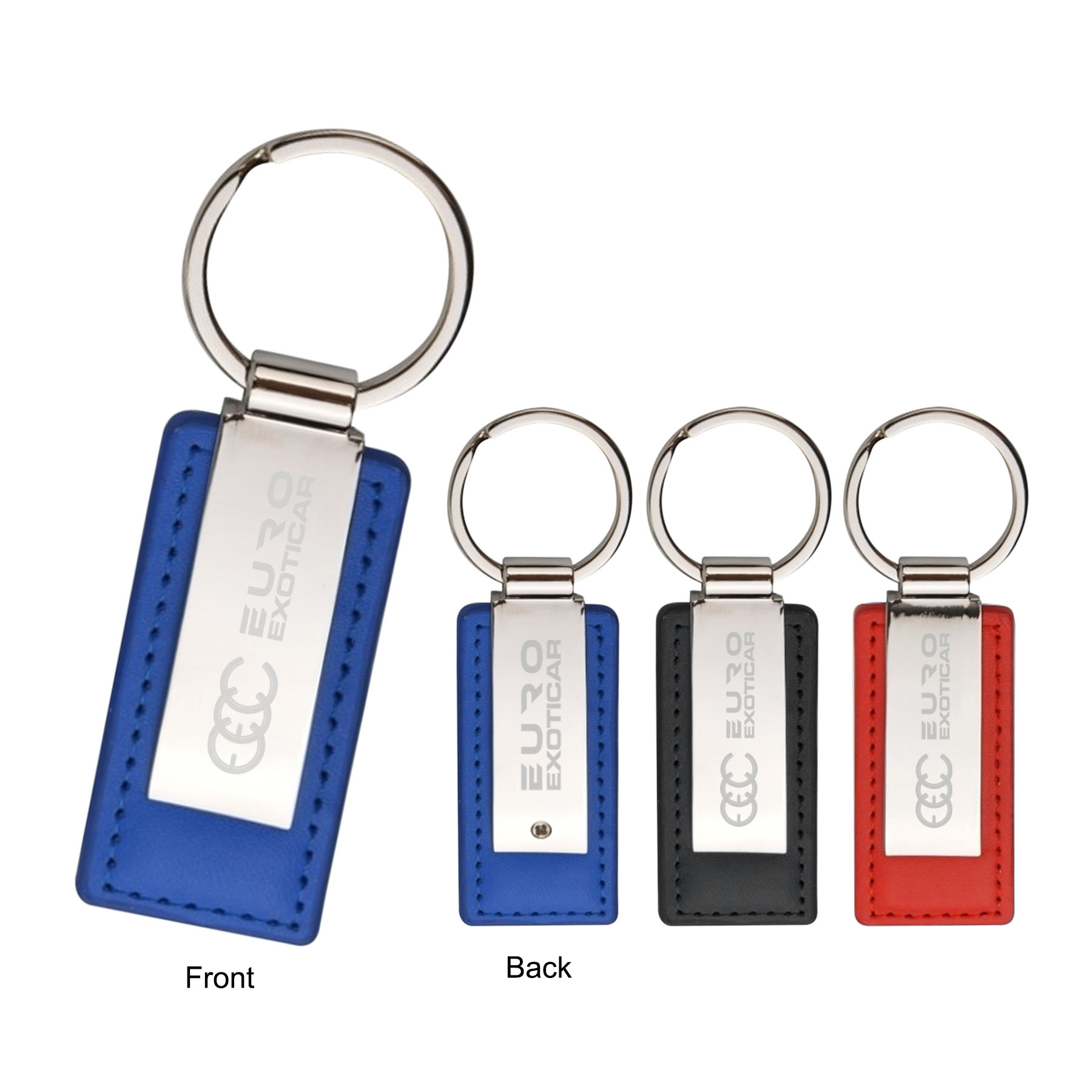 Leatherette with Rectangular Metal Shiny Key Tag 3