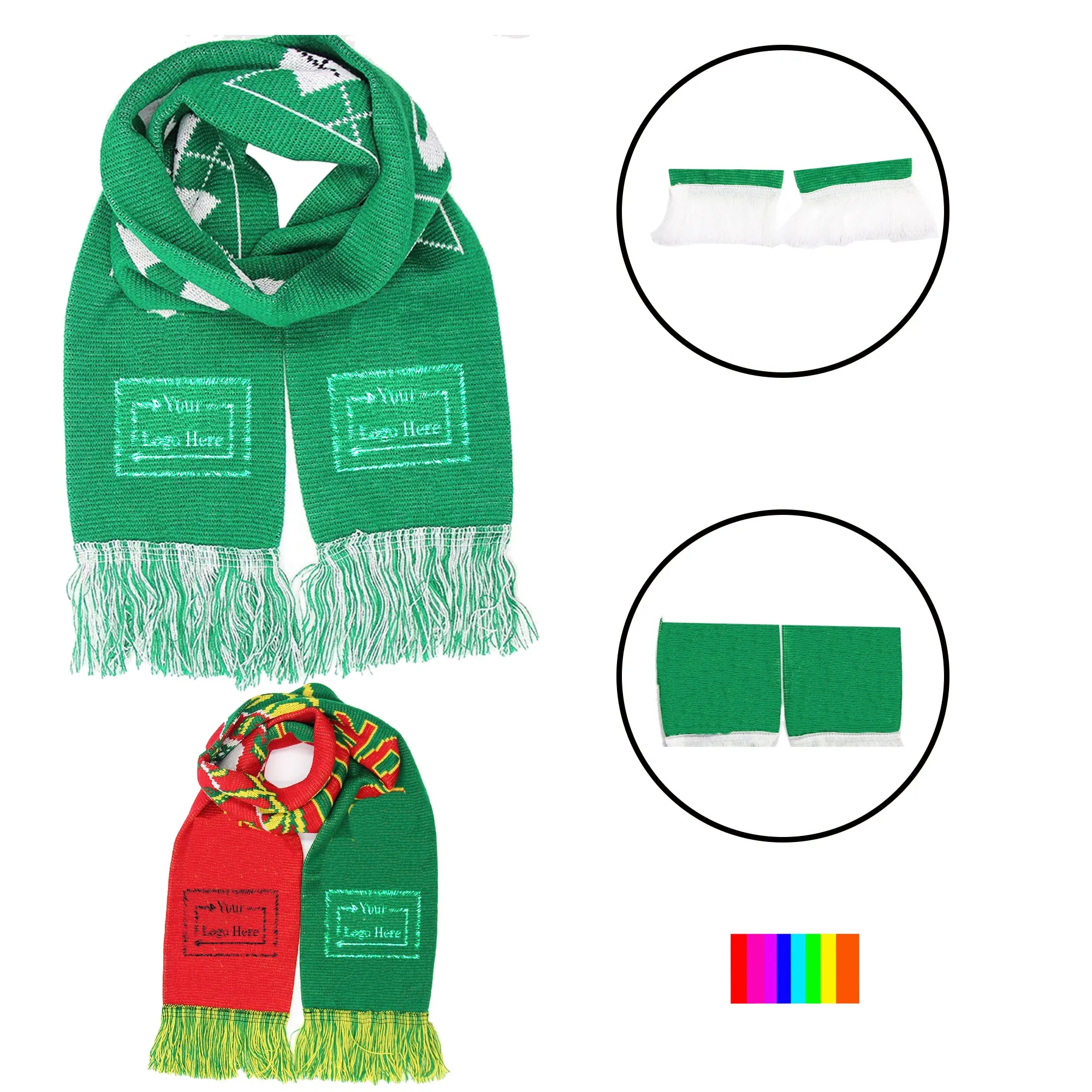 Full Color Jacquard Stadium Acrylic Knit Scarf With Fringe 6