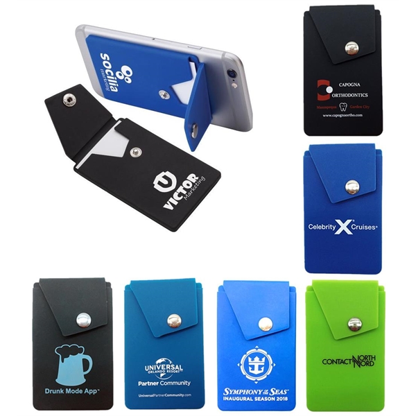 Silicone Phone Wallet Stand with Button Pocket 2