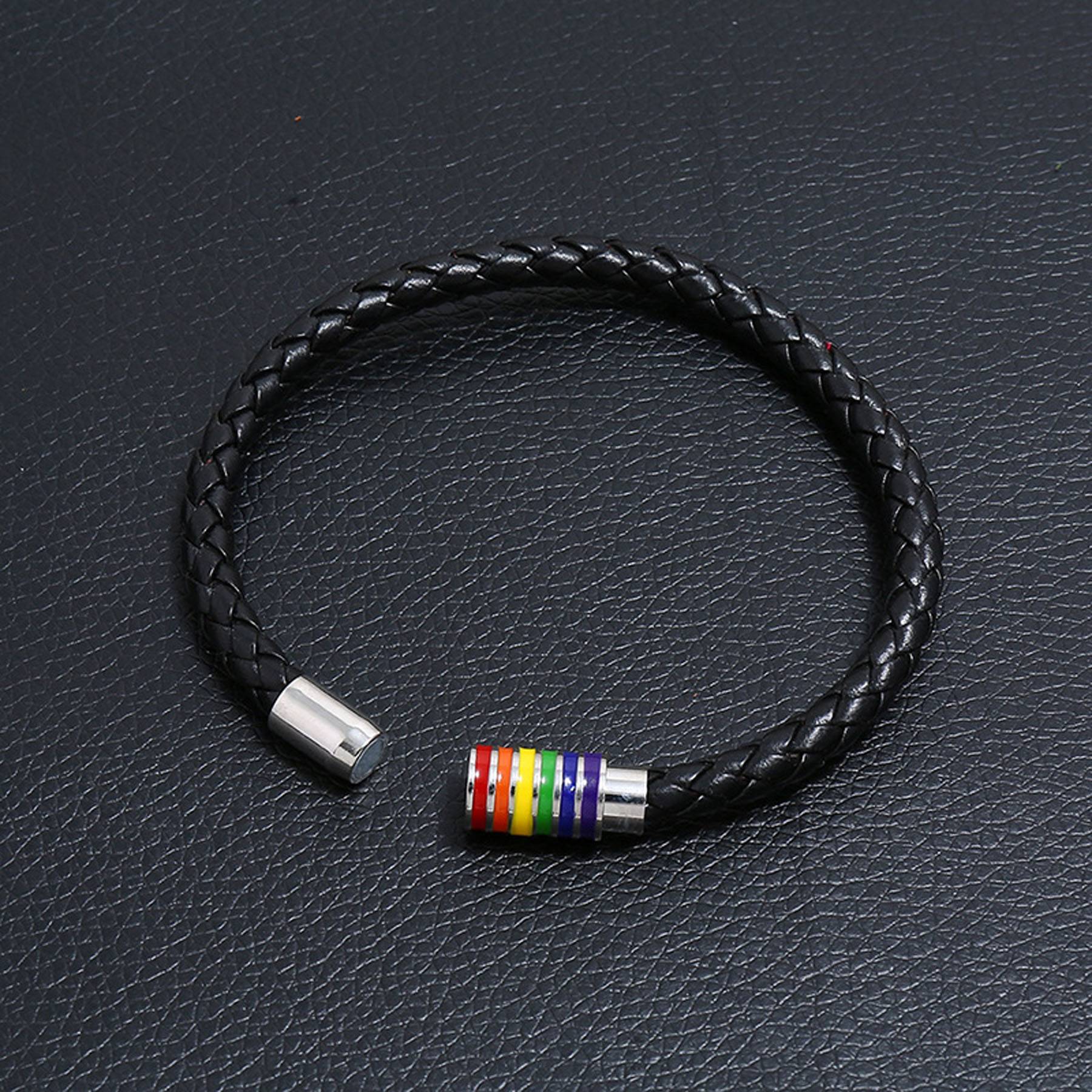 Copper magnetic buckle PU leather bracelet 7