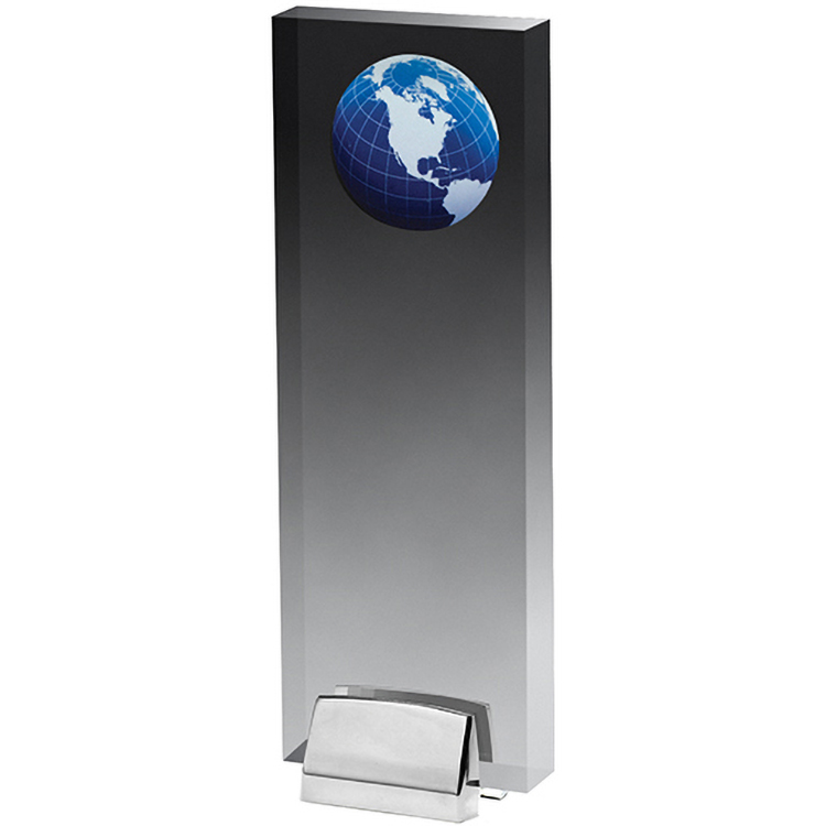 Tall Clear Acrylic Humanity Award with Chrome Base (3 1/2"x 9 1/4"x 3/4") Laser Engraved 3