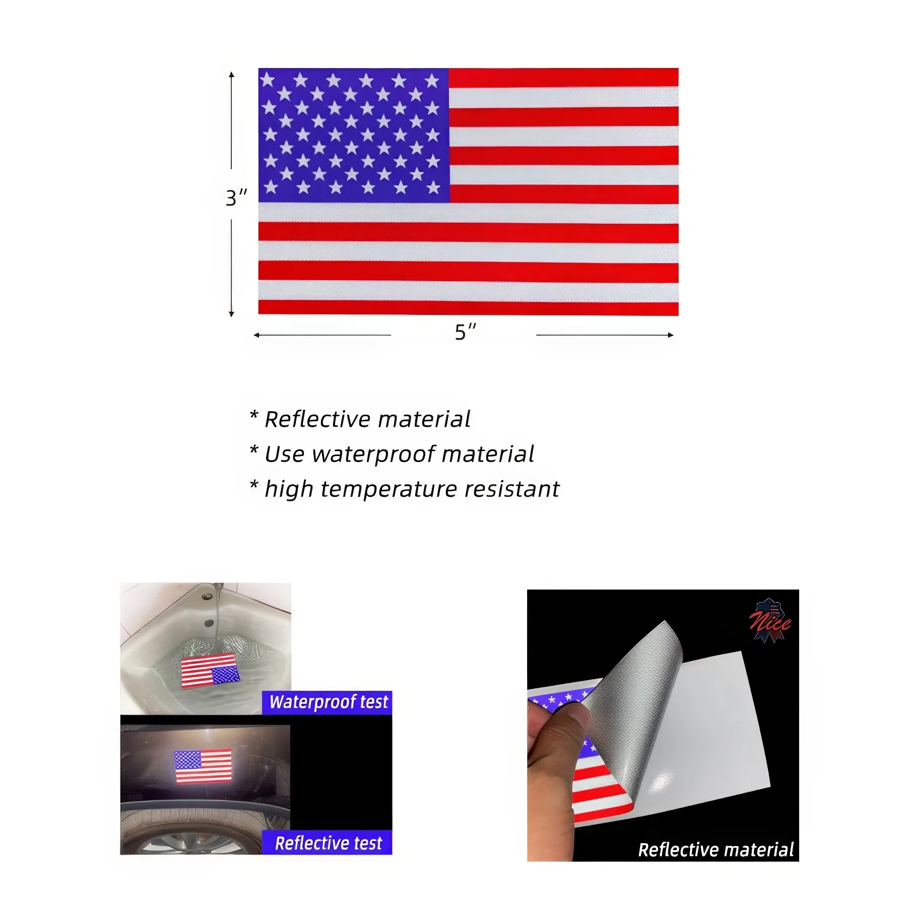 US Flag Reflective Car Sticker 2