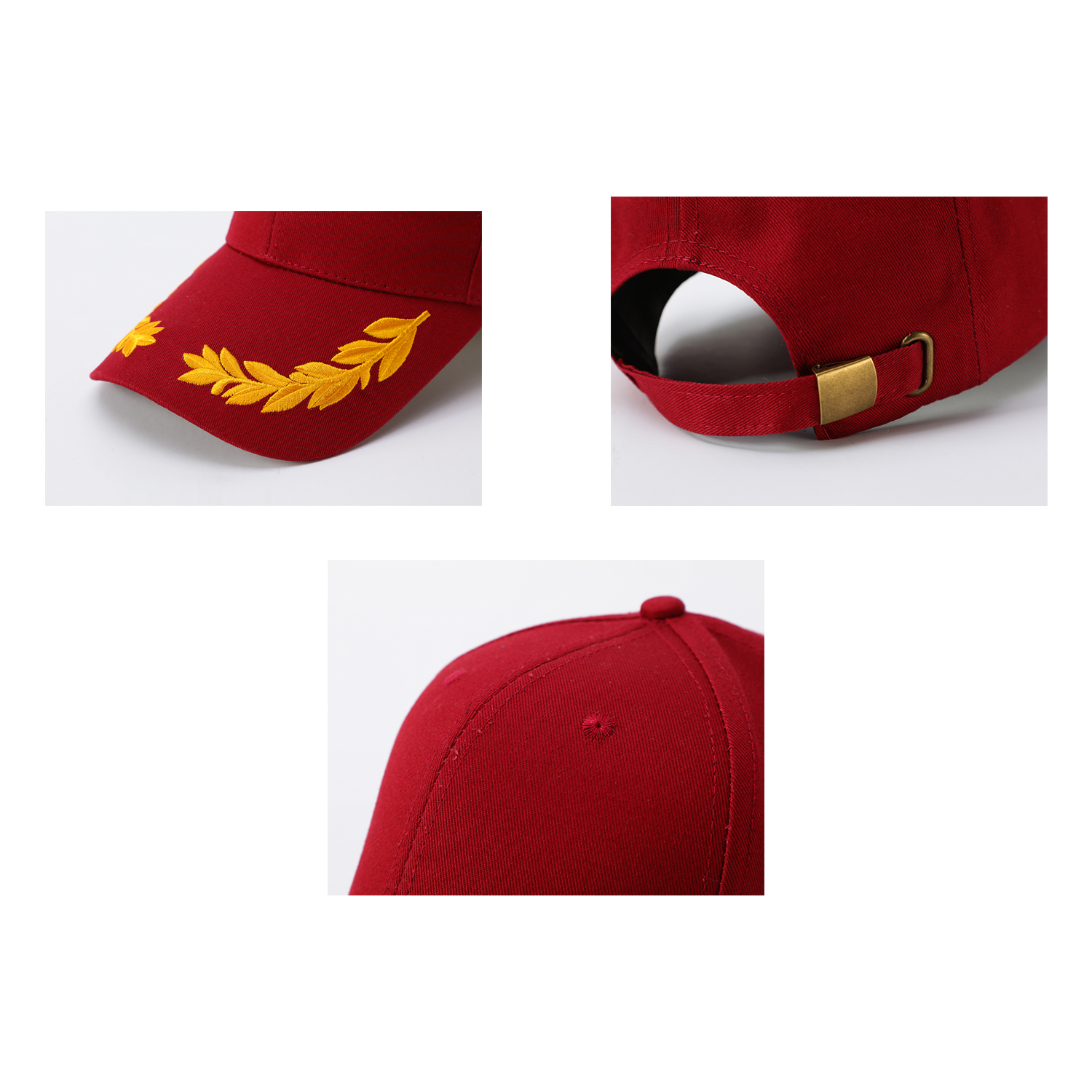 Stock 2-Tone Designed Cotton 6 Panel Cap w/Double Buckle Back Fastener 5