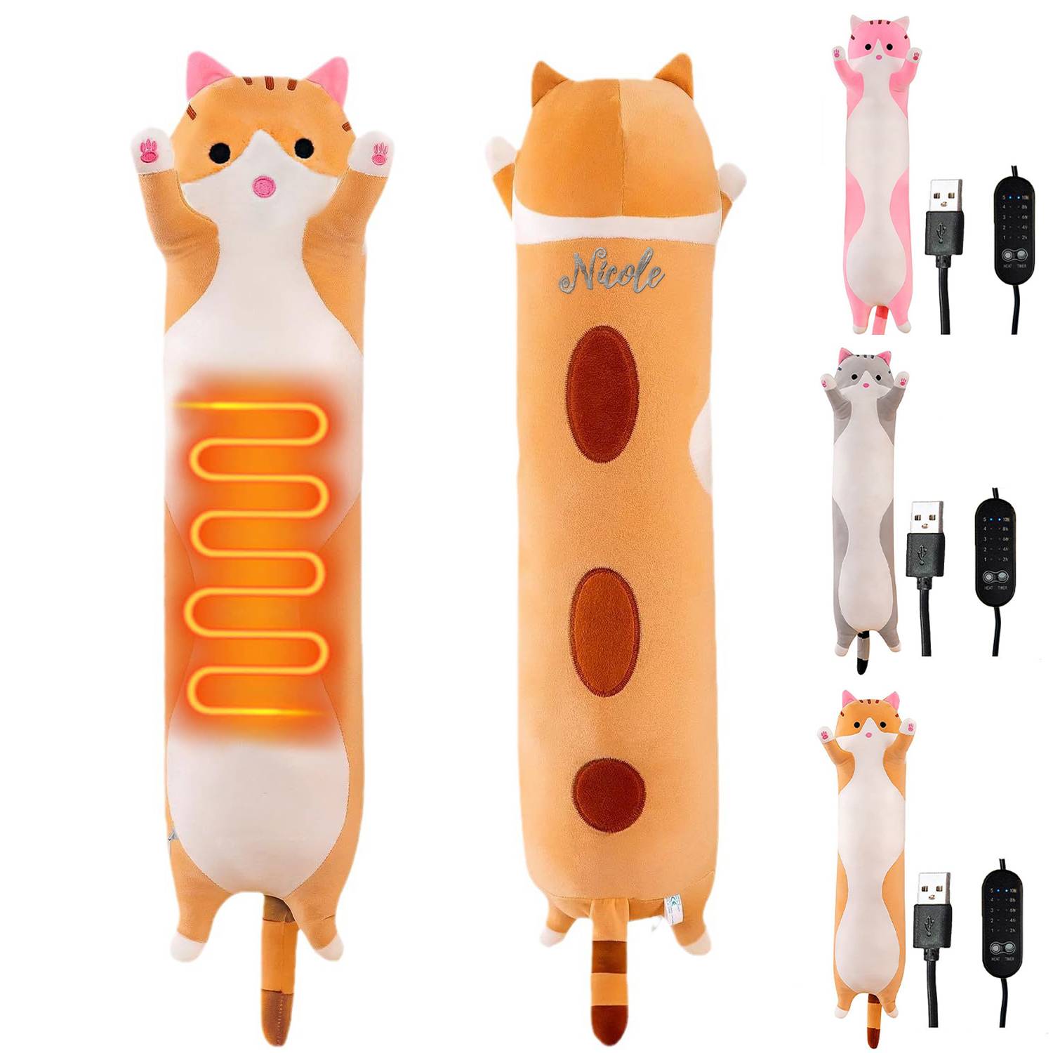 USB Powered Plush Cat Heating Doll Pillow 5