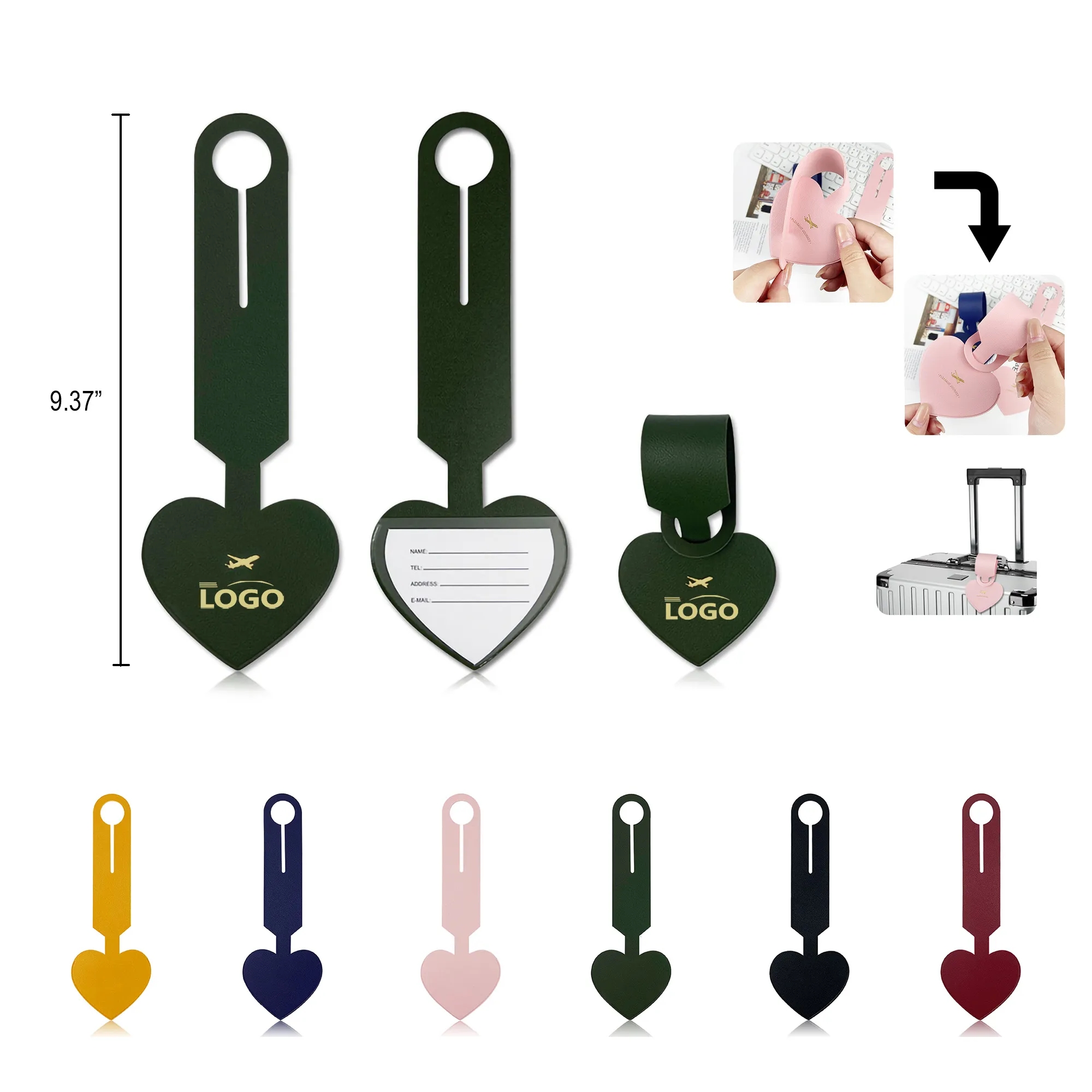 PU Leather Heart-Shaped Luggage Tag MOQ100 3