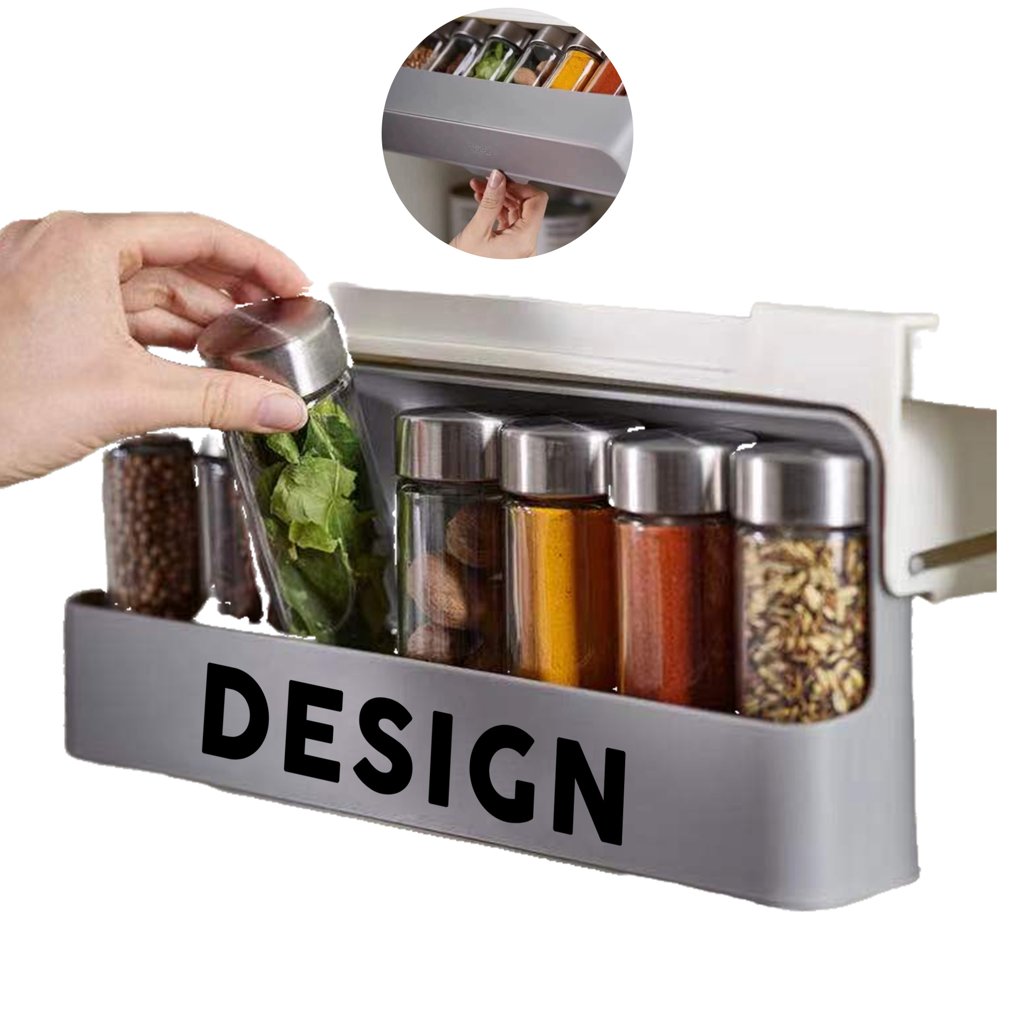 MOQ 50 No Drill Kitchen Spice Rack Storage Organizer with Custom Logo 3