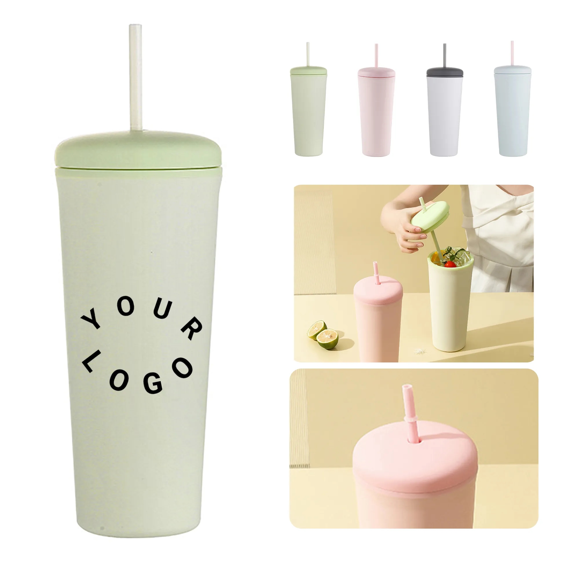 Reusable Plastic Straw Tumbler with Leak Proof Seal 2