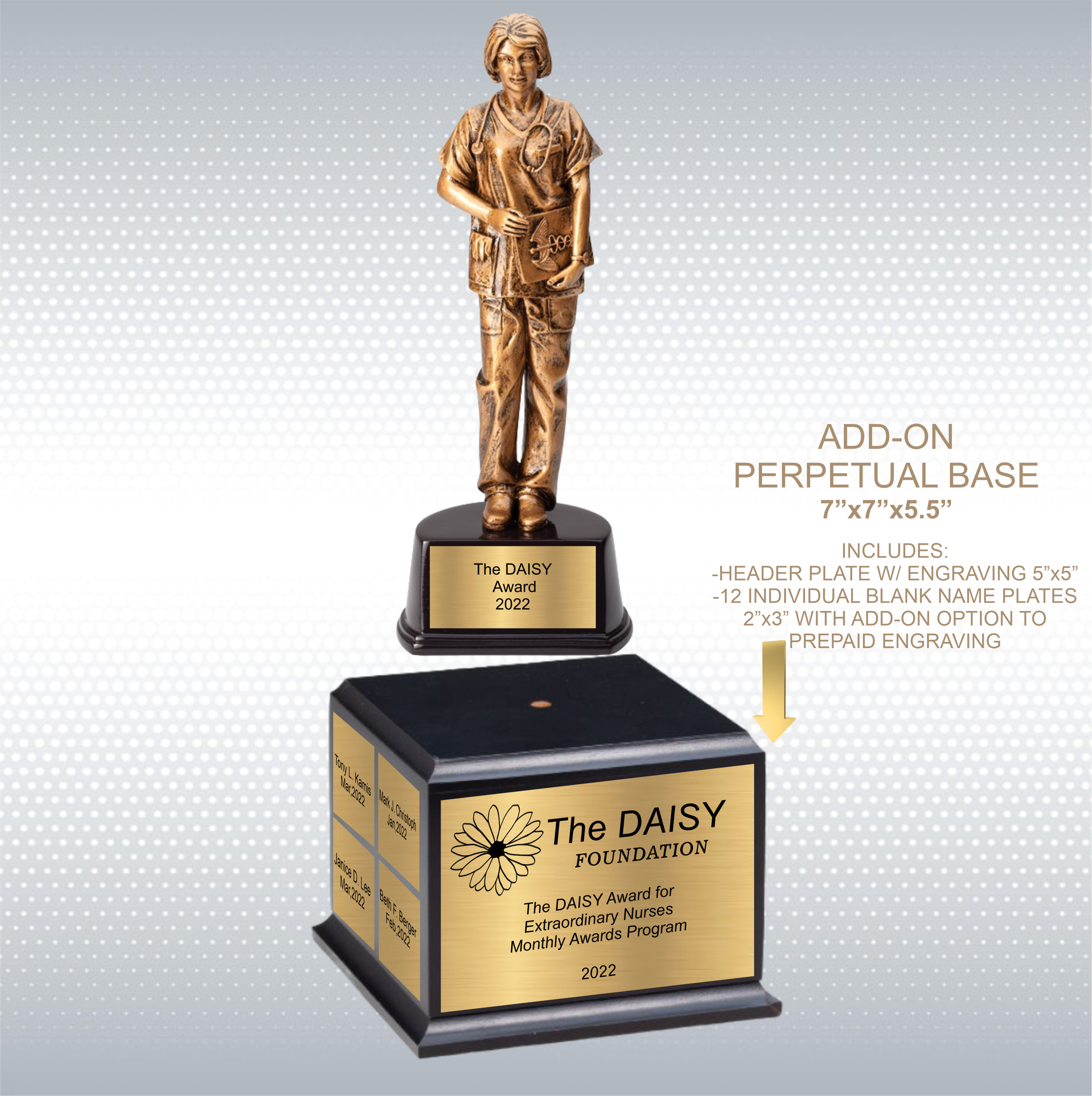 10" Premium Gallery Sculpture Golden American Hero Nurse Trophy Award 10